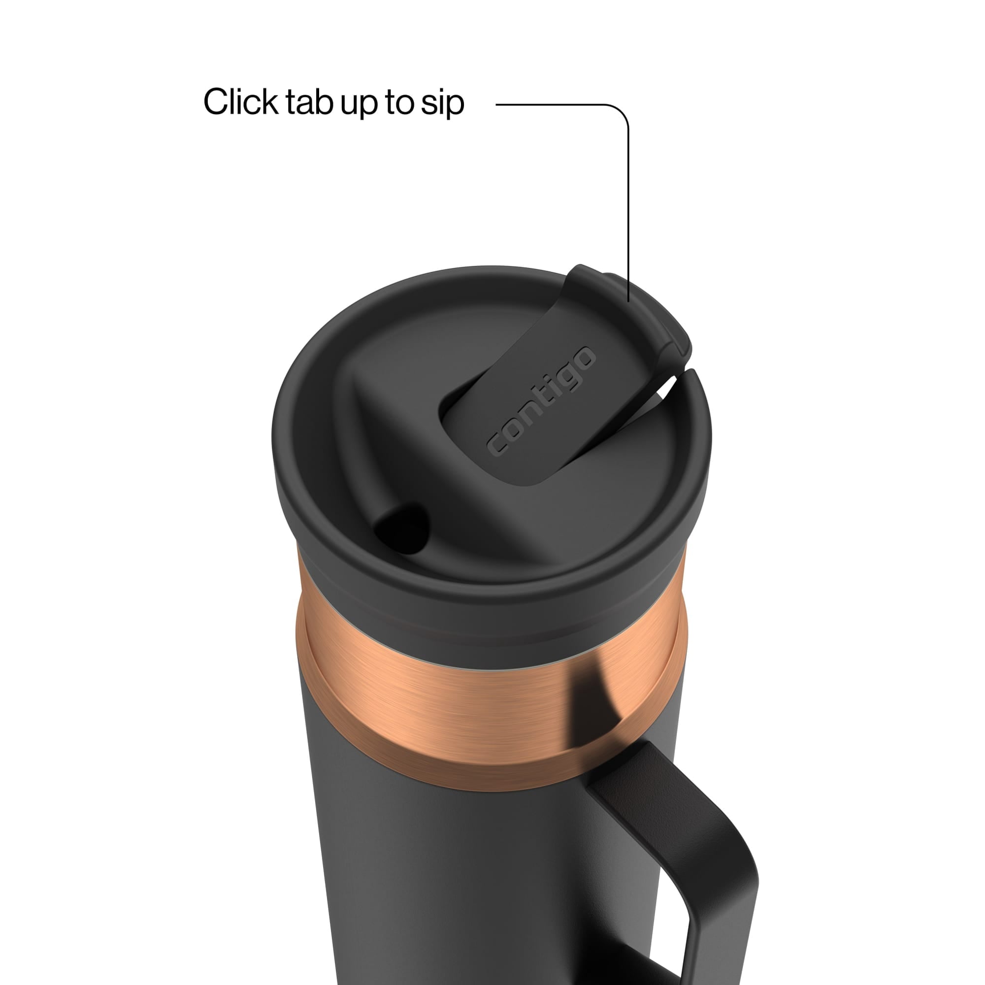 Contigo SnapSeal Leakproof Stainless Steel Reusable Water Bottle Tumbler with Side Handle, Dark Blue/Bronze, 20 oz M33J