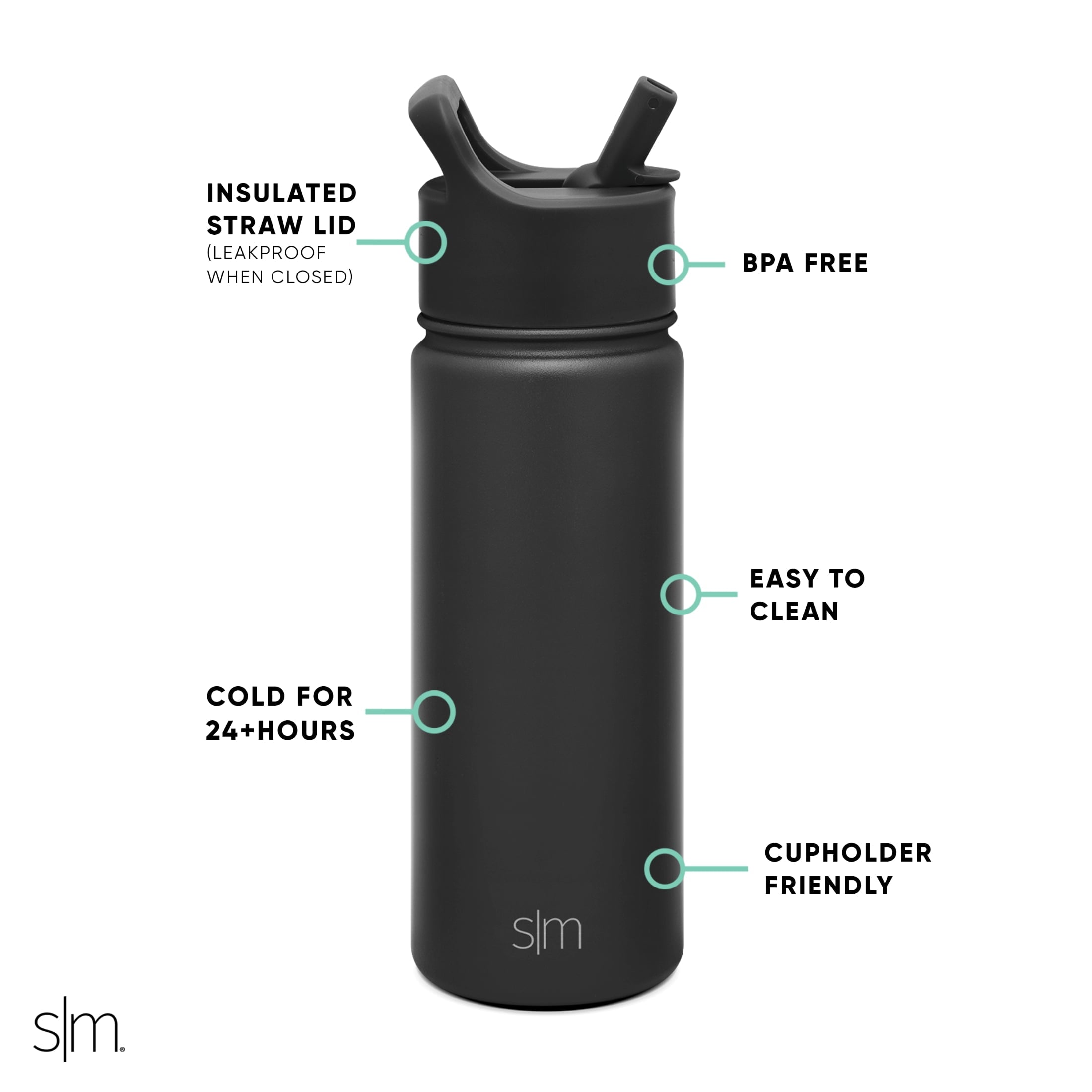 Simple Modern Summit Water Bottle Straw Lid Vacuum Insulated Stainless Steel Bottle | 18 fl oz M427F
