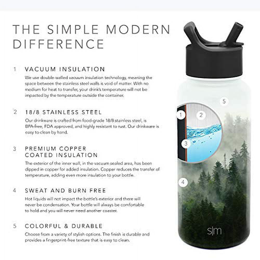 Simple Modern Summit Water Bottle Straw Lid Vacuum Insulated Stainless Steel Bottle | 18 fl oz M427F