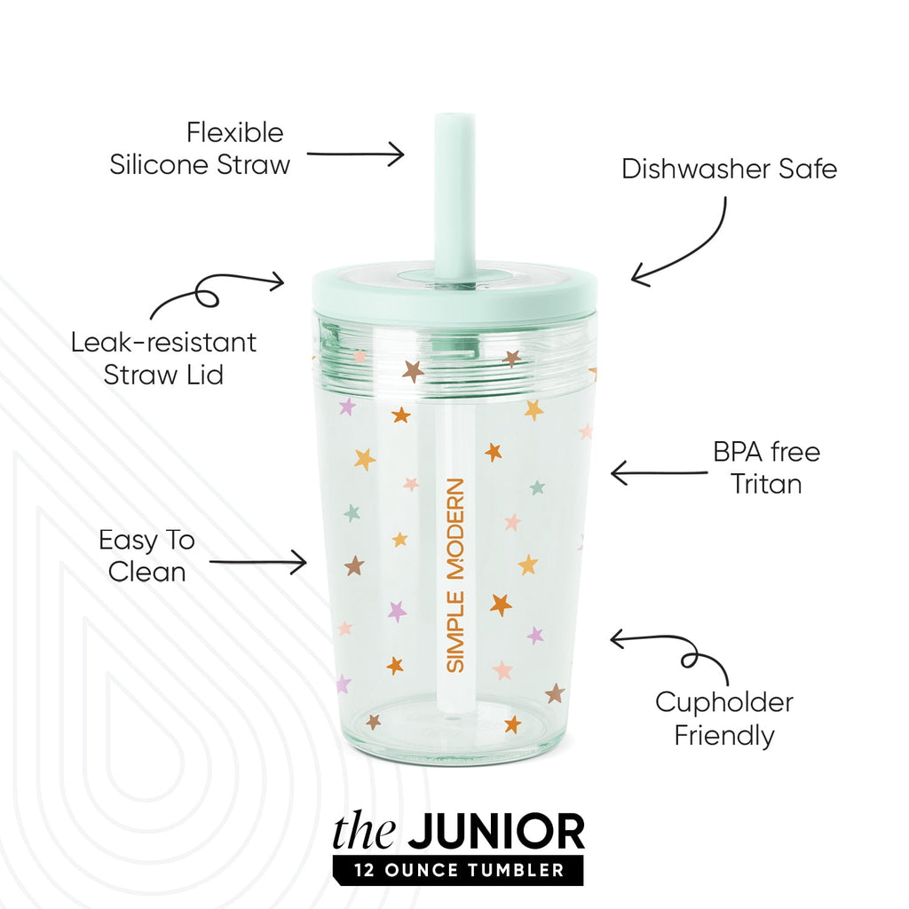 Simple Modern 12 fl oz Tritan Plastic Junior Tumbler with Silicone Straw Lid for Toddlers | Stars M399L