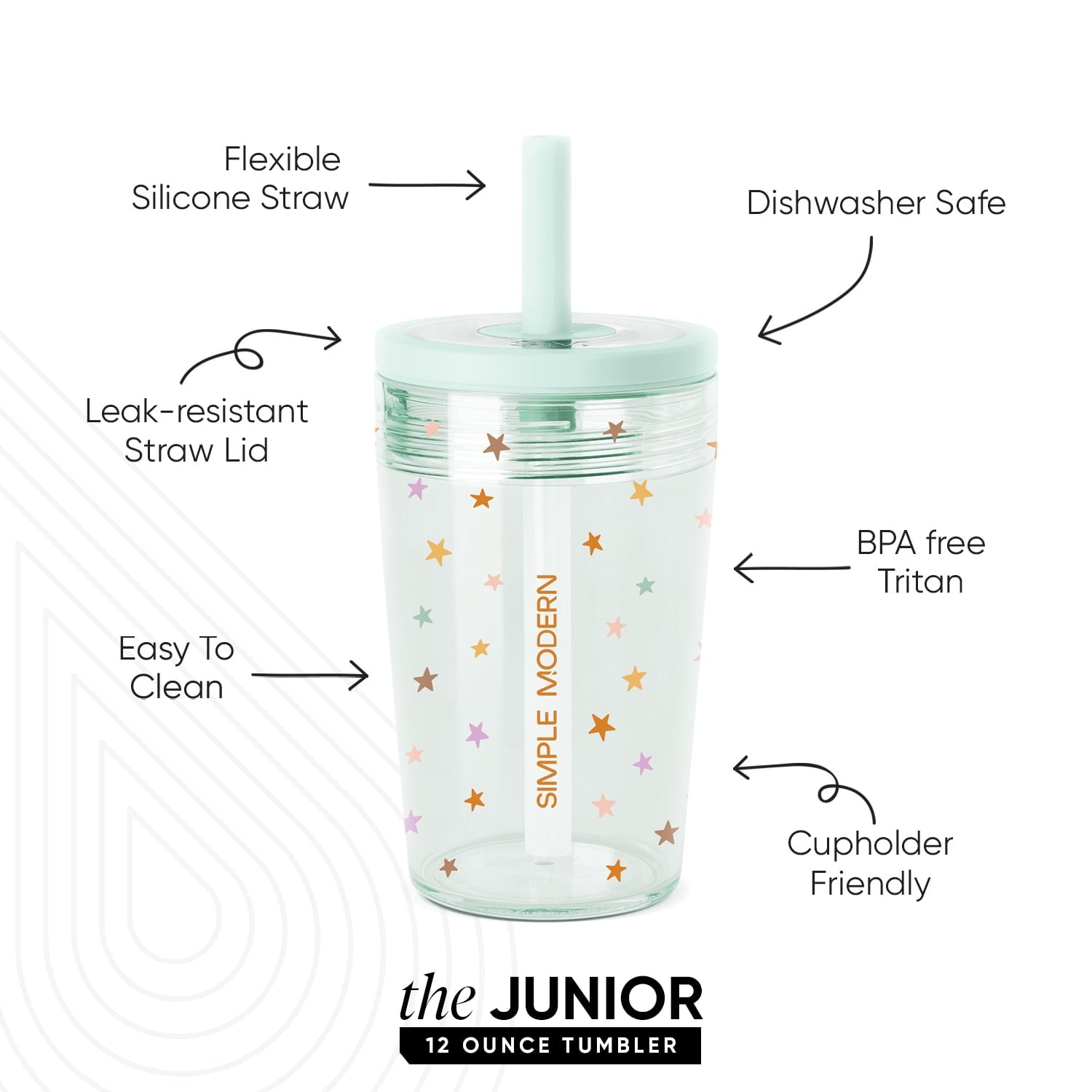 Simple Modern 12 fl oz Tritan Plastic Junior Tumbler with Silicone Straw Lid for Toddlers | Stars M399L