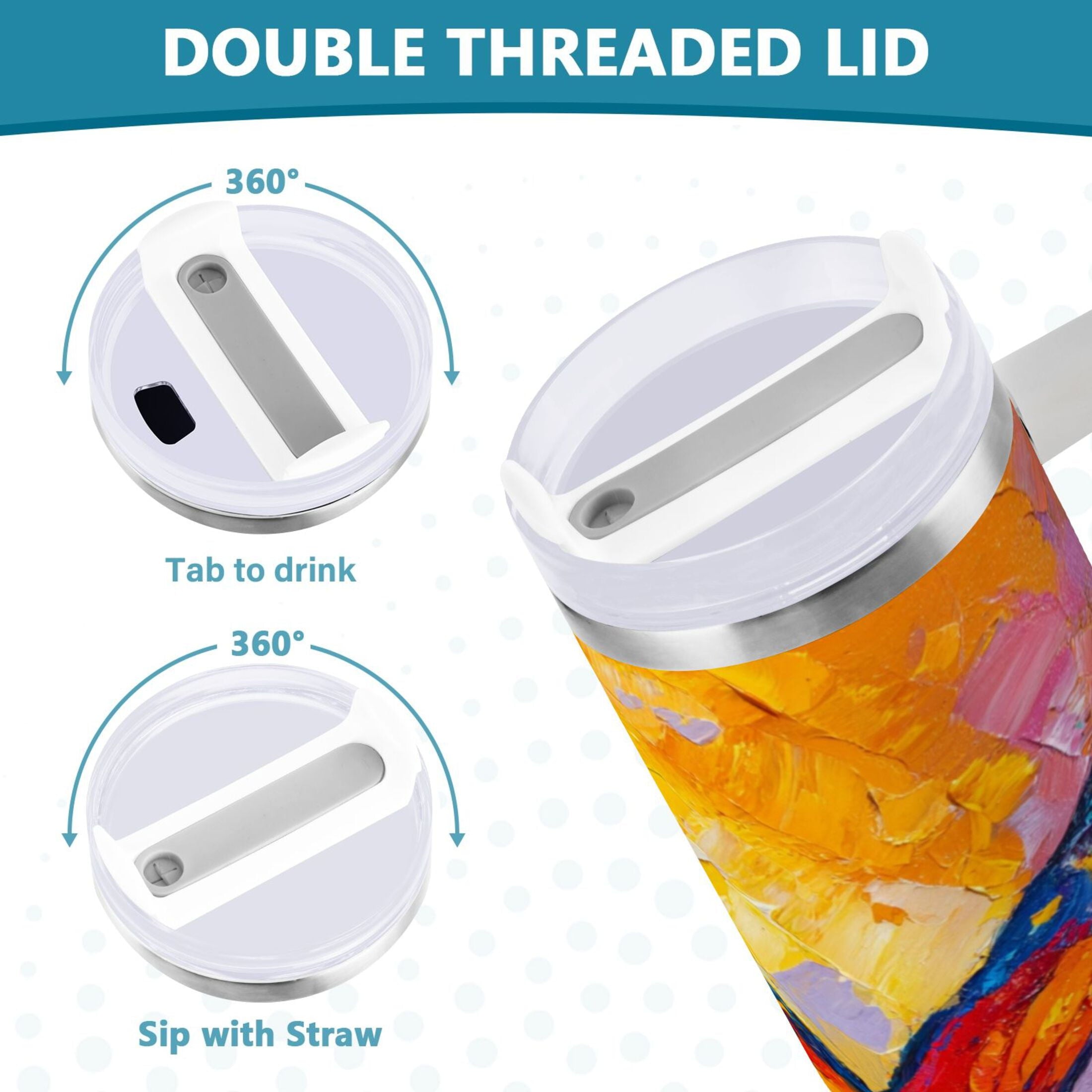 30 oz Insulated Stainless Steel Tumbler Double Wall Stainless Steel Tumbler with 2-Way Drinking Colorful Butterfly Flying M473J