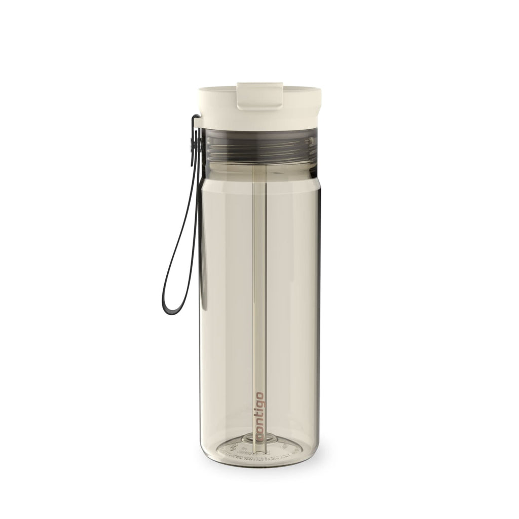 Contigo DualSip Leakproof Plastic Reusable Water Bottle with Carrying Strap, Black/Clear, 24 oz M47J