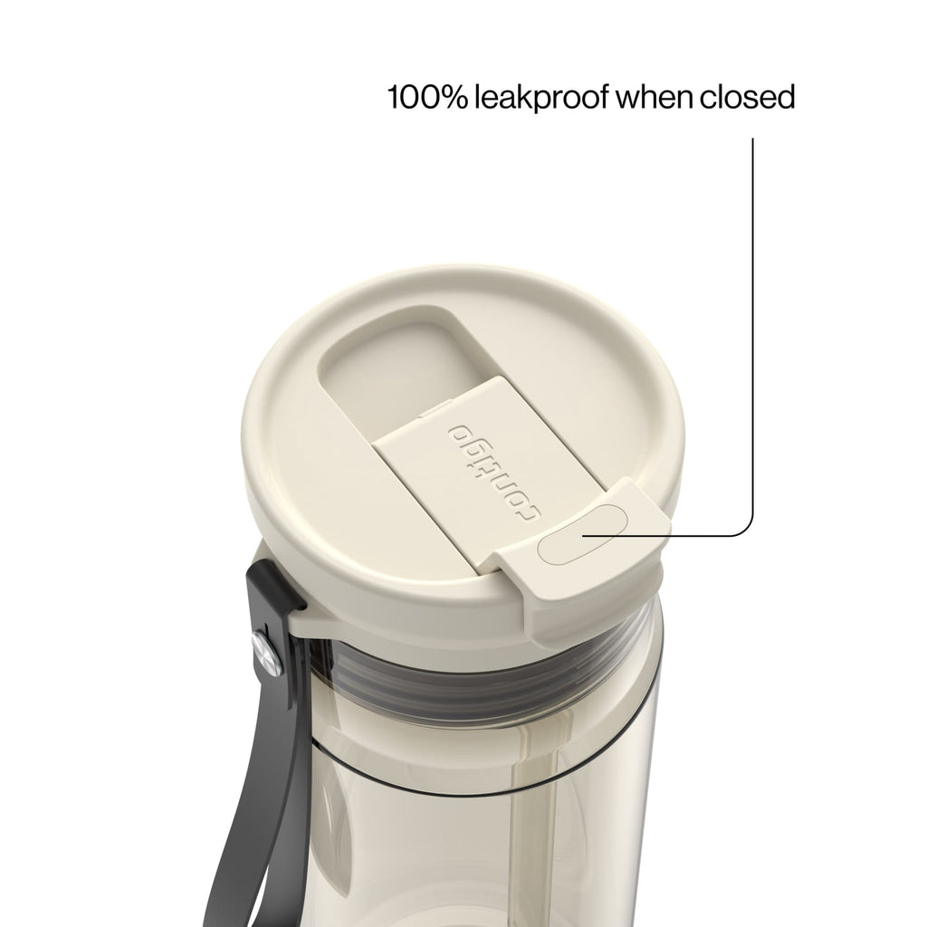 Contigo DualSip Leakproof Plastic Reusable Water Bottle with Carrying Strap, Black/Clear, 24 oz M47J