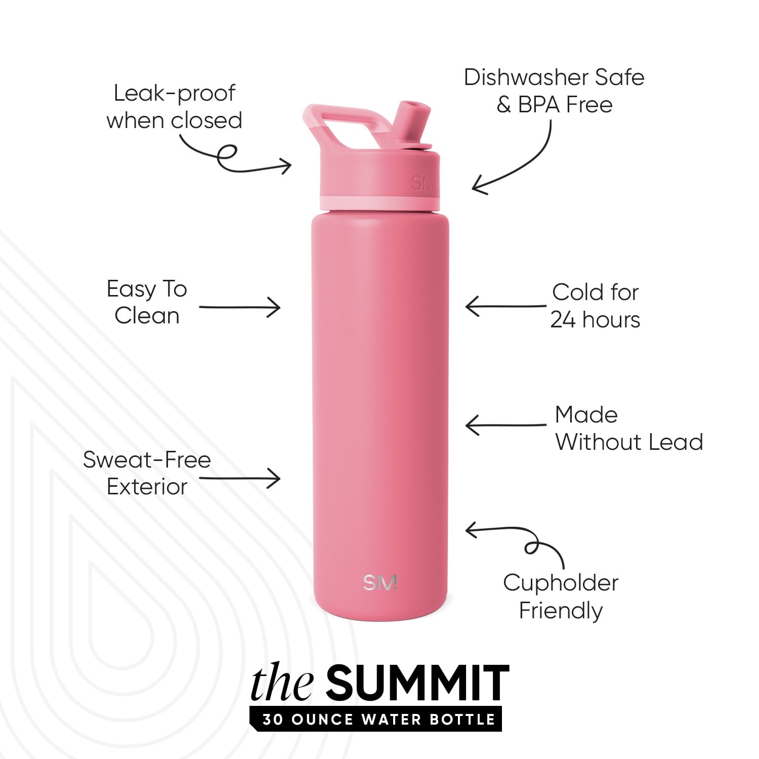 Simple Modern 30 fl oz Insulated Stainless Steel Summit Wide Mouth Water Bottle with Straw Lid | Slumberland M396S