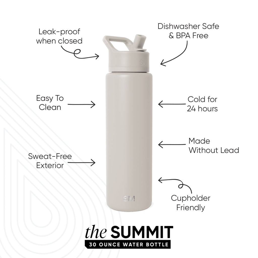 Simple Modern 30 fl oz Insulated Stainless Steel Summit Wide Mouth Water Bottle with Straw Lid | Slumberland M396S