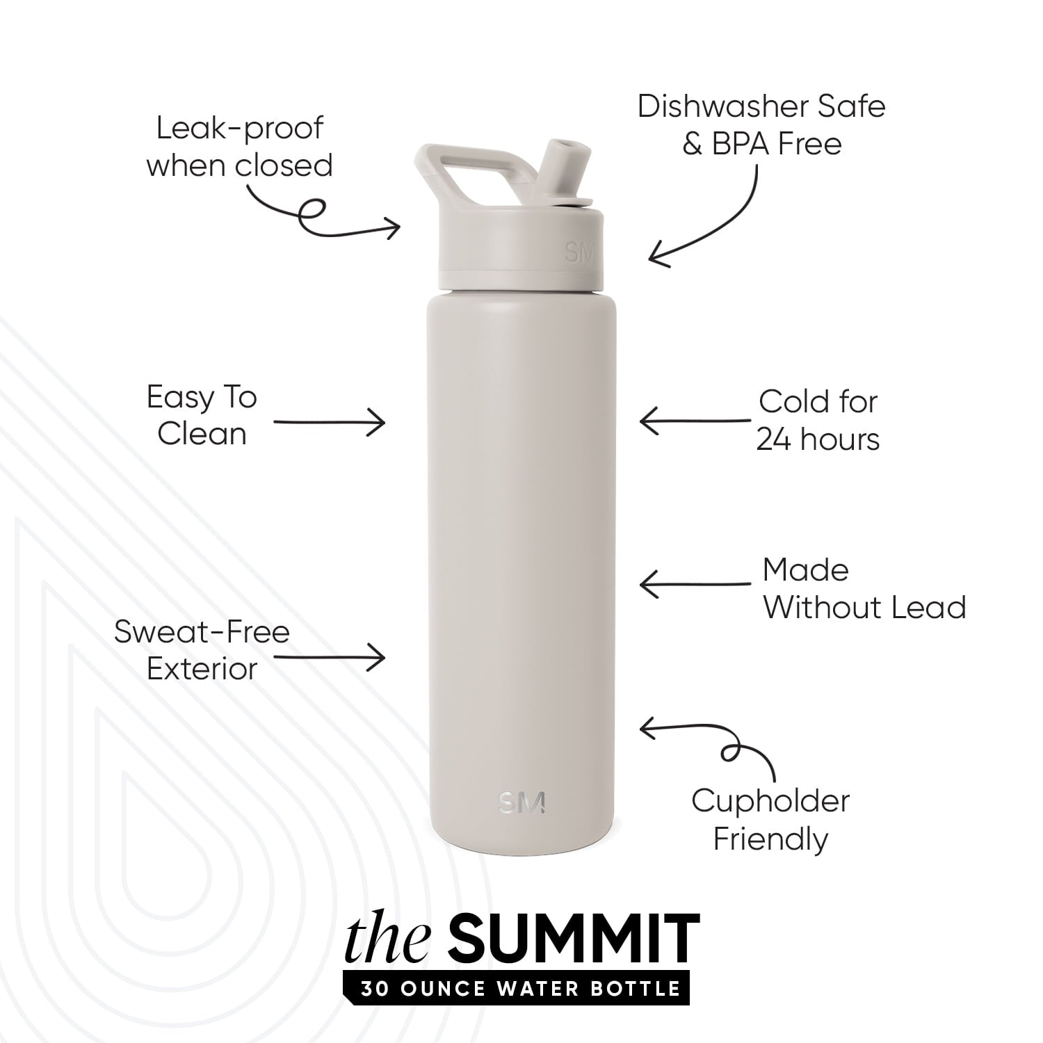 Simple Modern 30 fl oz Insulated Stainless Steel Summit Wide Mouth Water Bottle with Straw Lid | Slumberland M396S