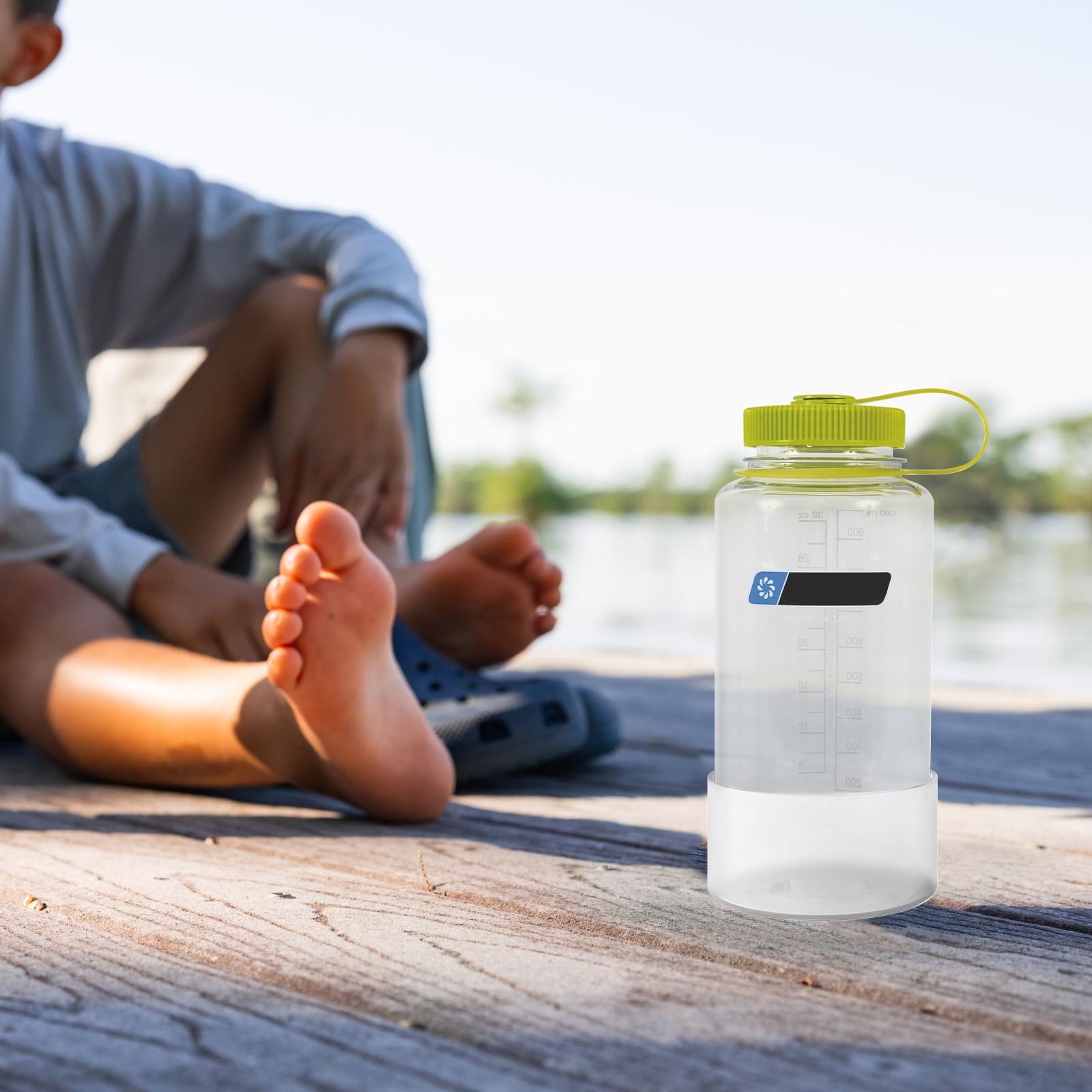 Linkidea 2 Pack Water Bottle Boot Compatible with Nalgene Sustain Wide Mouth 32oz/48oz, Narrow Mouth 32oz, Silicone Anti-Slip Bottle Bottom Bumper Protector (Clear White) M214C