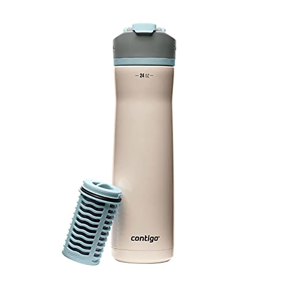 Contigo Clybourn Chill Stainless Steel FreeFlow Filter Water Bottle with AUTOSEAL, 24oz Salt M107A