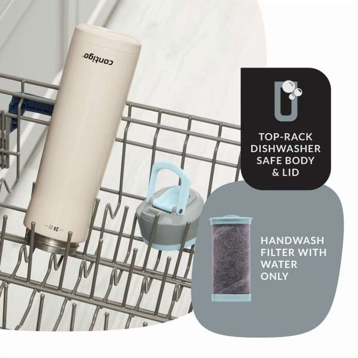 Contigo Clybourn Chill Stainless Steel FreeFlow Filter Water Bottle with AUTOSEAL, 24oz Salt M107A