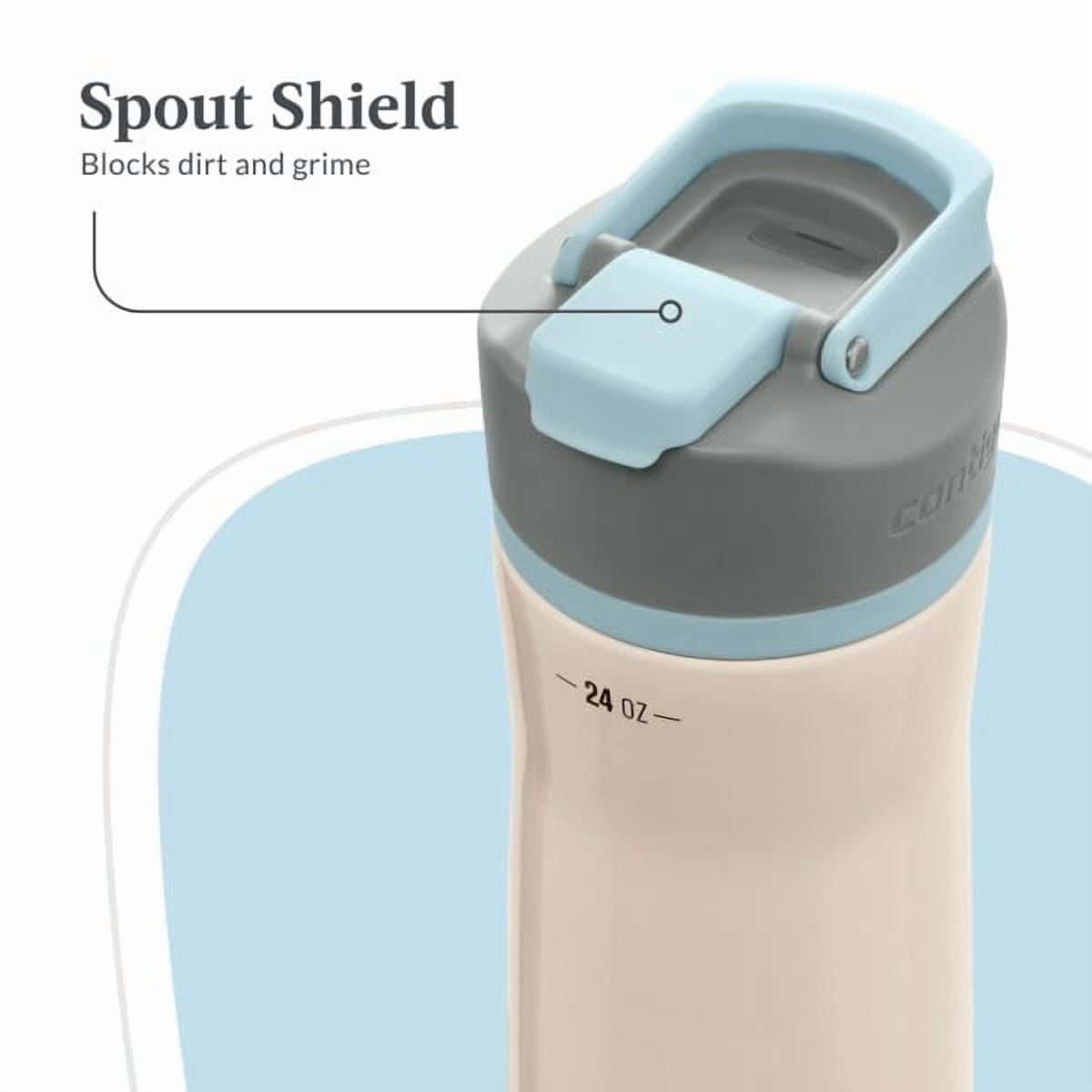 Contigo Clybourn Chill Stainless Steel FreeFlow Filter Water Bottle with AUTOSEAL, 24oz Salt M107A