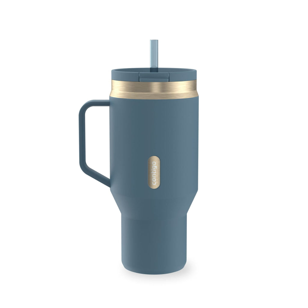 Contigo SnapSeal Leakproof Stainless Steel Reusable Water Bottle Tumbler with Side Handle, Black/Bronze, 30 oz M15C