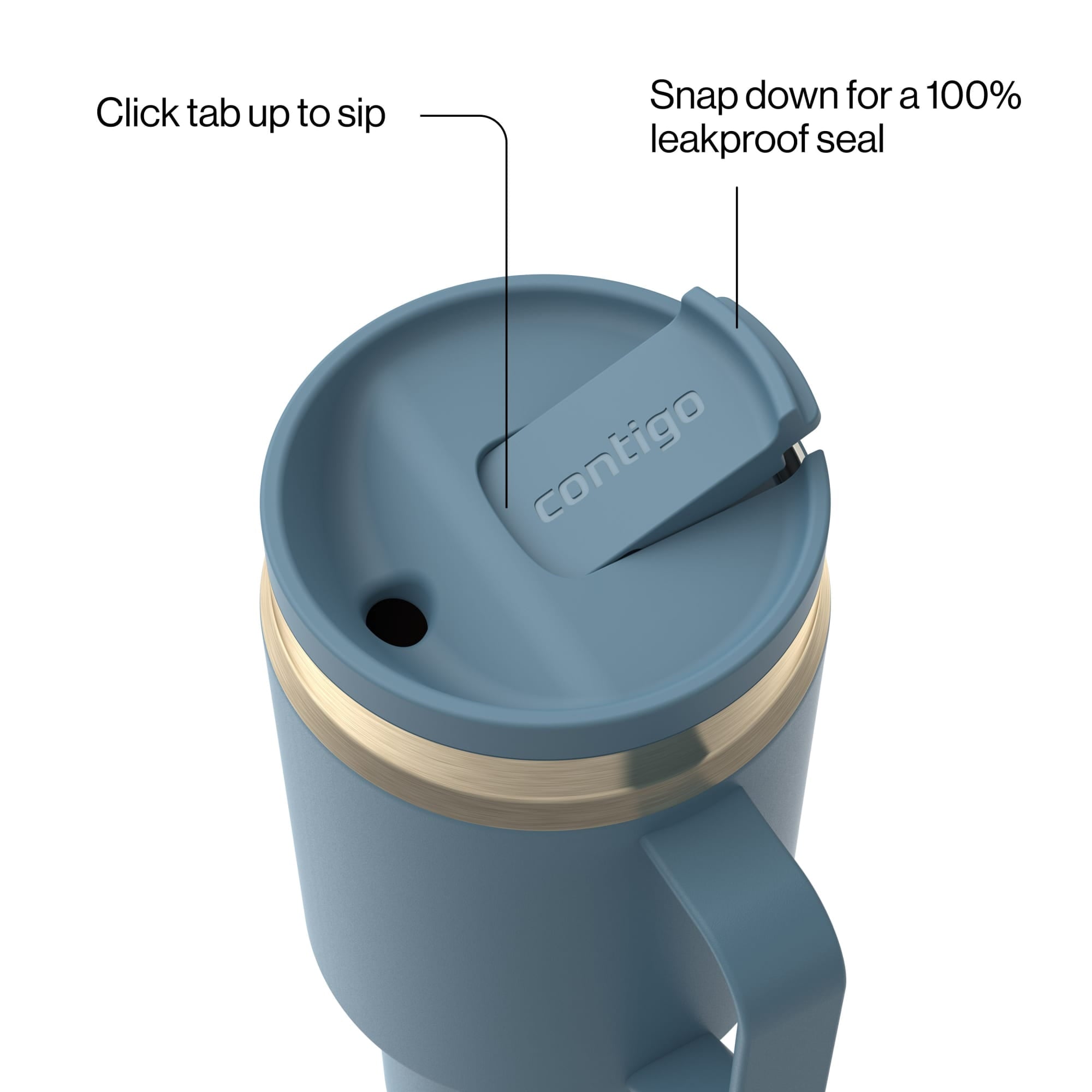 Contigo SnapSeal Leakproof Stainless Steel Reusable Water Bottle Tumbler with Side Handle, Black/Bronze, 30 oz M15C