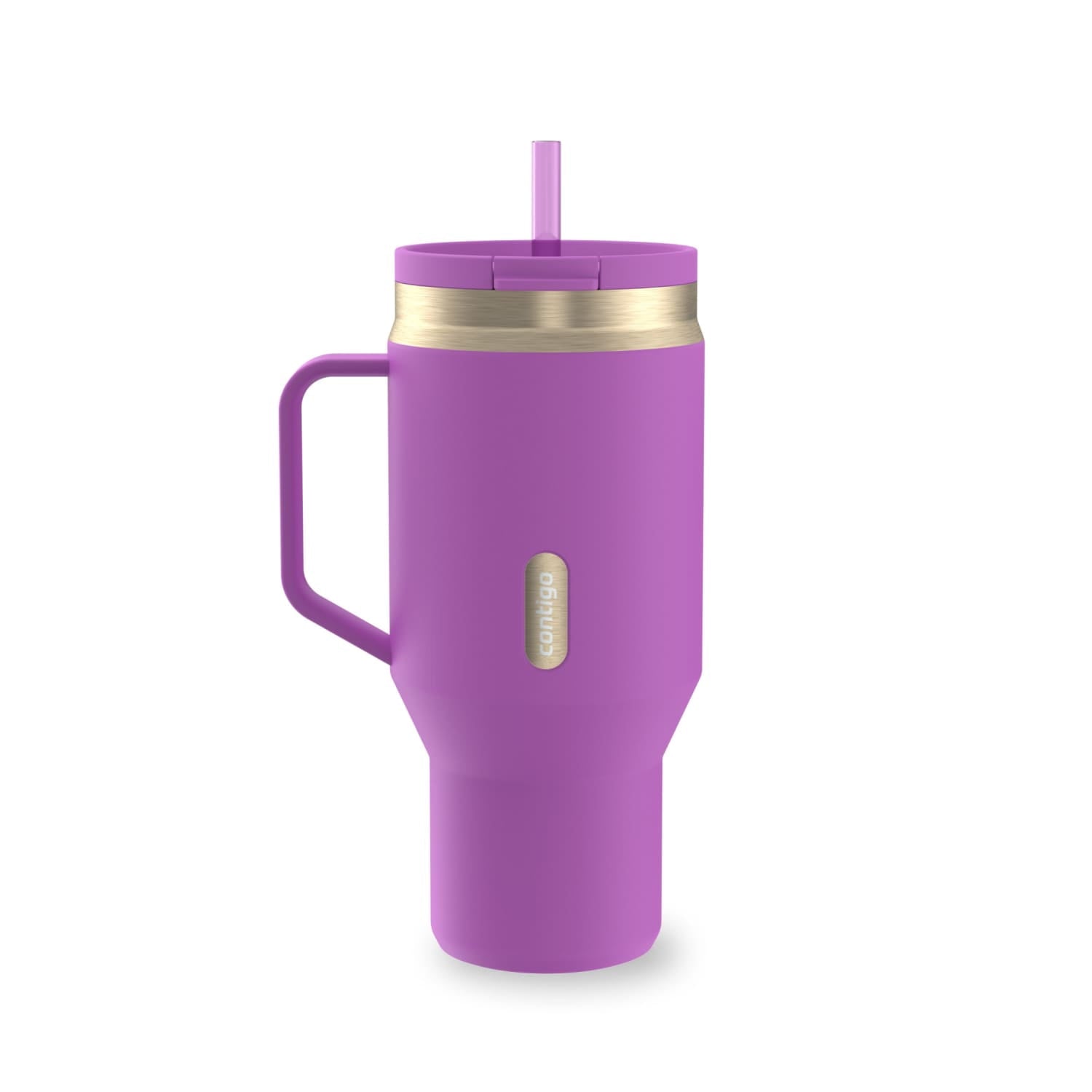 Contigo SnapSeal Leakproof Stainless Steel Reusable Water Bottle Tumbler with Side Handle, Black/Bronze, 30 oz M15C