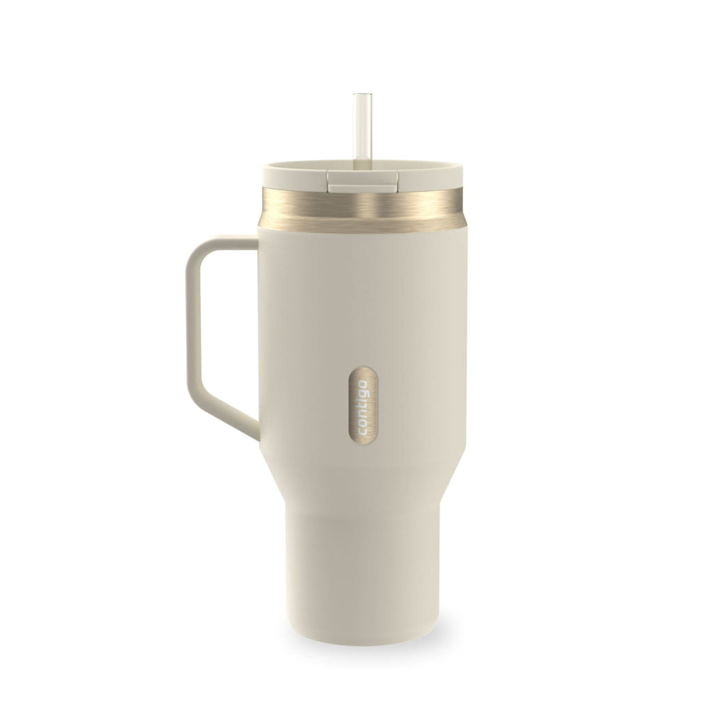 Contigo SnapSeal Leakproof Stainless Steel Reusable Water Bottle Tumbler with Side Handle, Black/Bronze, 30 oz M15C