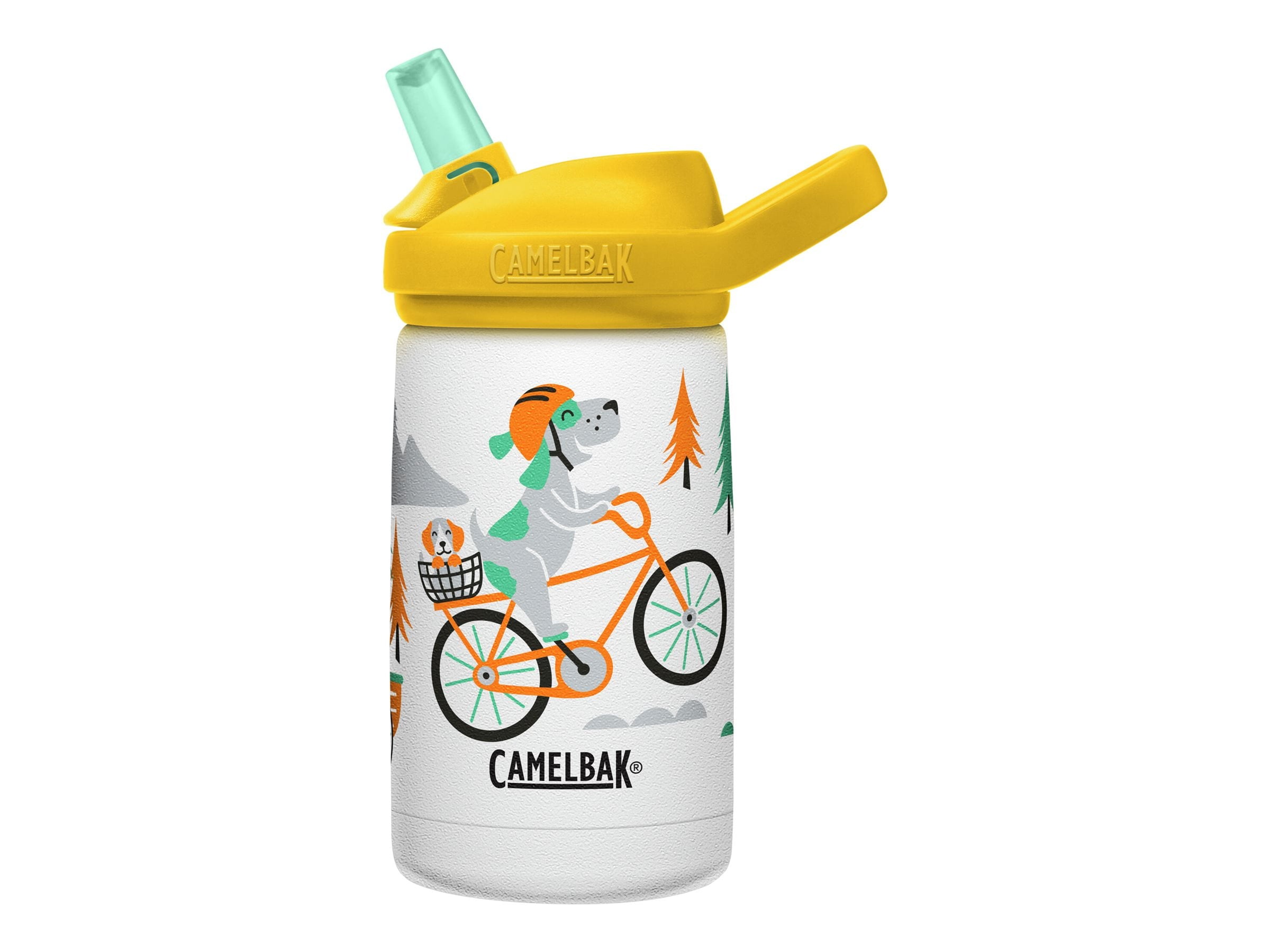 CamelBak Eddy+ Kids - Water bottle - Size 4.25 in x 2.91 in - Height 6.5 in - 12 fl.oz - biking dogs M327G