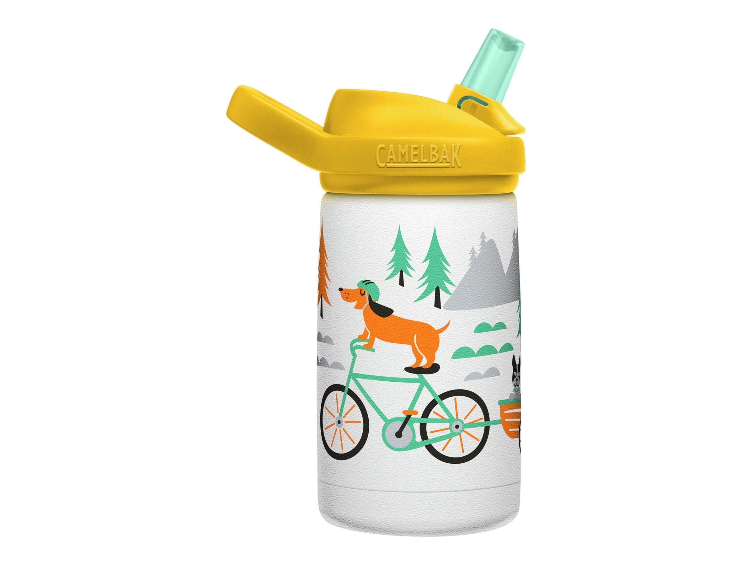 CamelBak Eddy+ Kids - Water bottle - Size 4.25 in x 2.91 in - Height 6.5 in - 12 fl.oz - biking dogs M327G