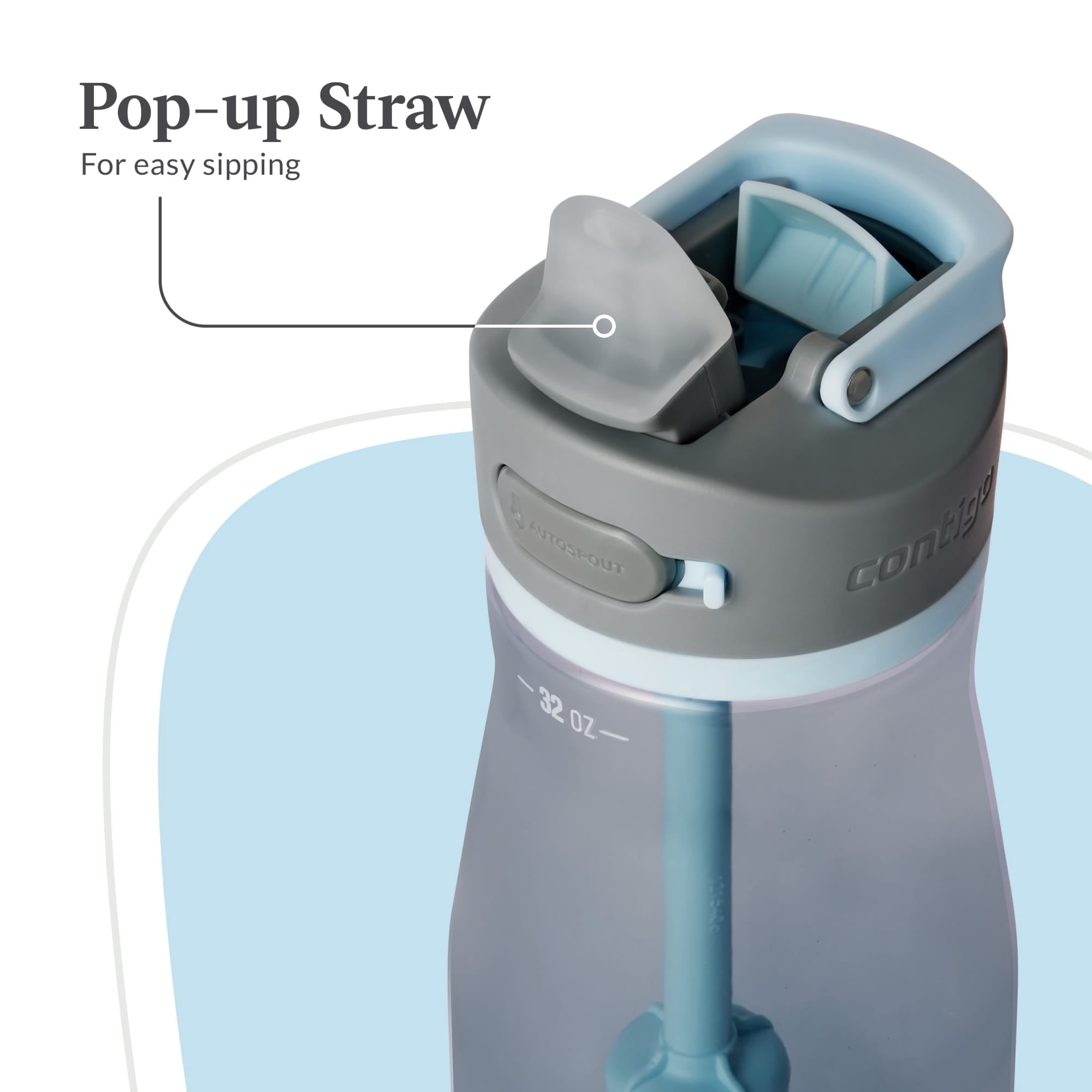 Contigo Wells Plastic Filter Water Bottle with AUTOSPOUT Straw Lid, 32 oz., Dark Ice M08Q