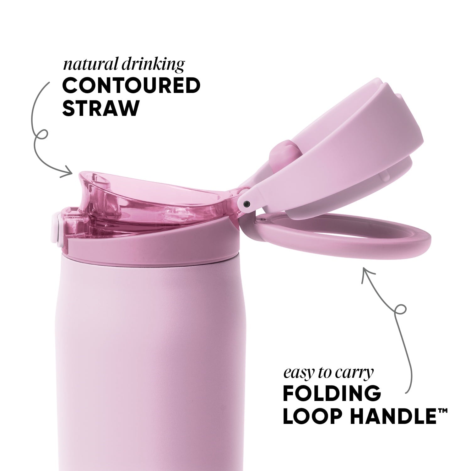Simple Modern 24oz Mesa Loop Water Bottle with Covered Spout | Pink Champagne M409R
