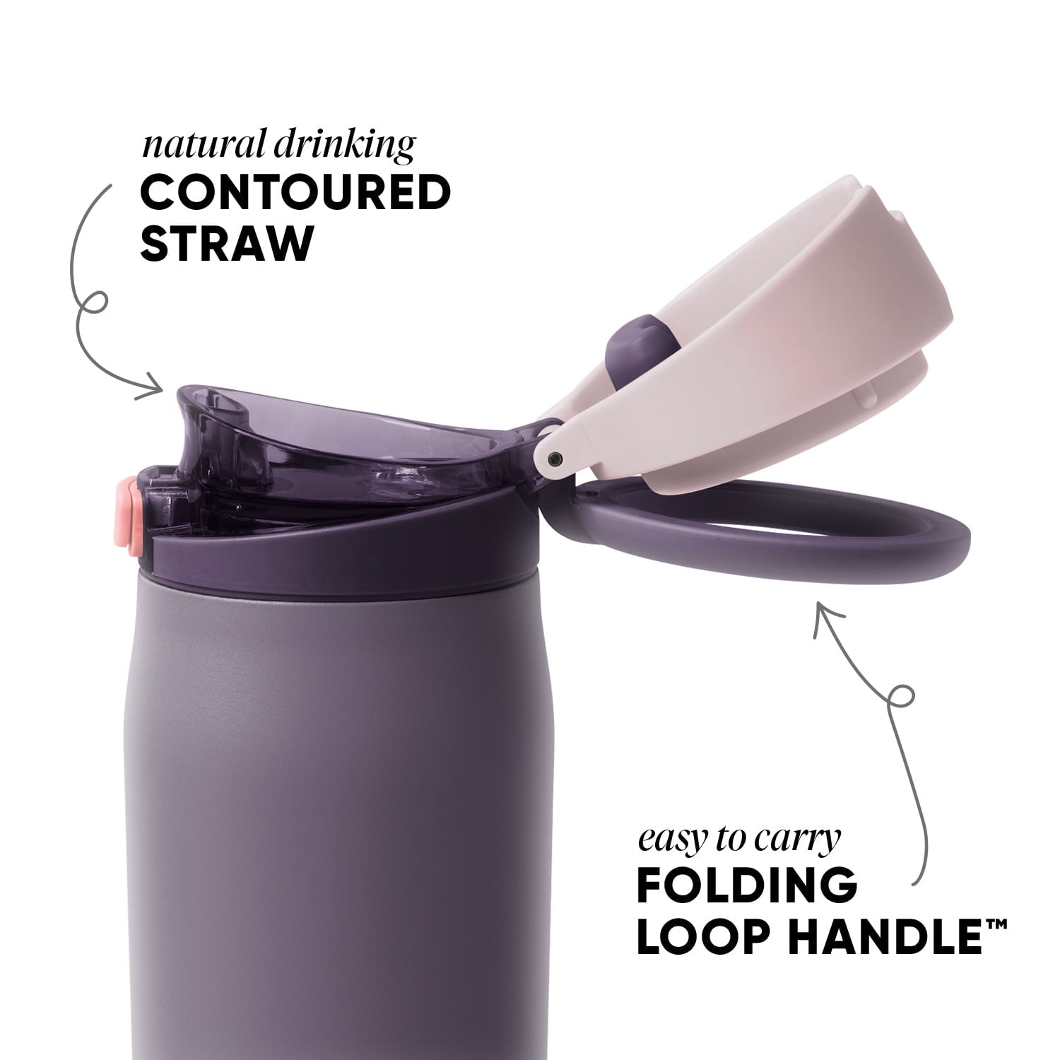 Simple Modern 24oz Mesa Loop Water Bottle with Covered Spout | Pink Champagne M409R