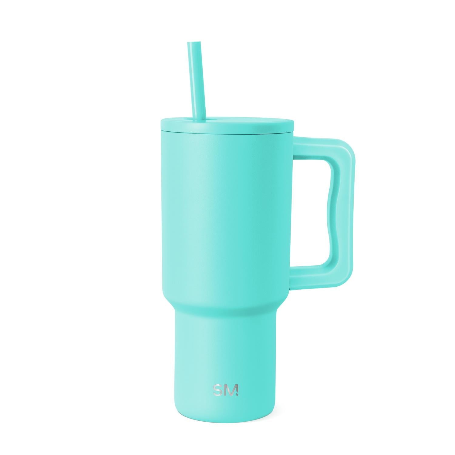 Simple Modern 30 fl oz Insulated Stainless Steel Trek Tumbler with Straw Lid | Seaglass Sage and Cream Checkmate M690W