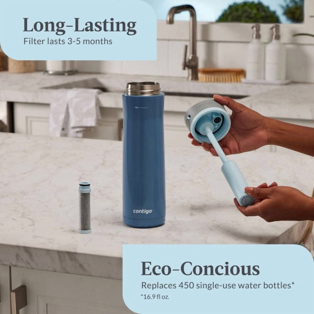 Contigo 24 oz. Wells Chill Stainless Steel Filter Bottle w/ Filters - Dark Ice M84X