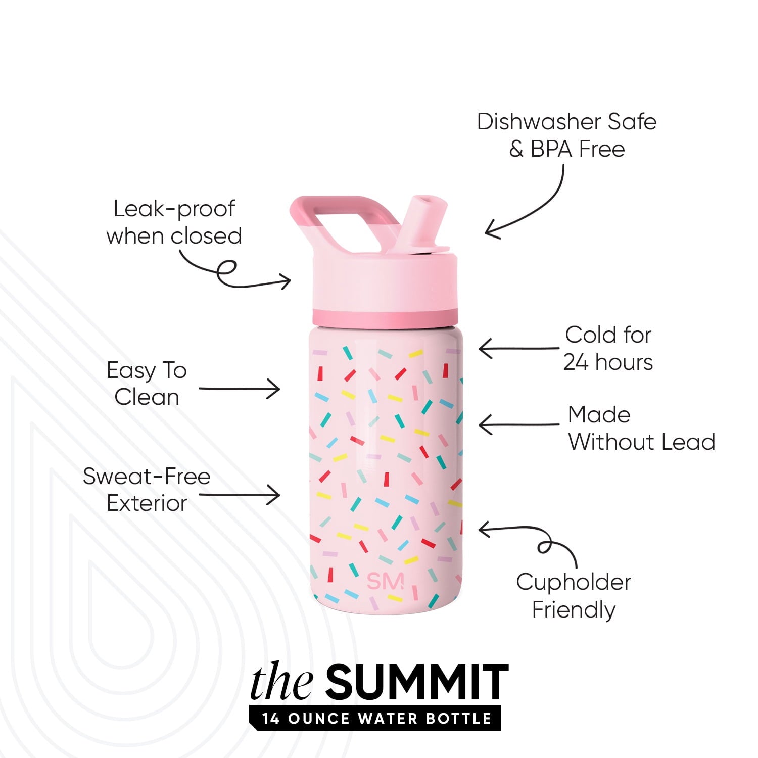 Simple Modern 14oz Summit Water Bottle with Straw Lid | Confetti M429N
