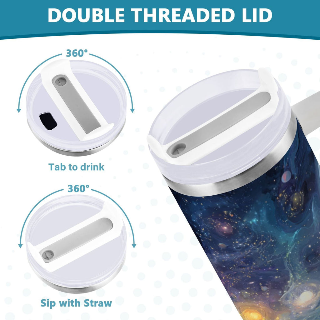 30 oz Insulated Stainless Steel Tumbler Double Wall Stainless Steel Tumbler with 2-Way Drinking Vibrant and Colorful Universe M453C