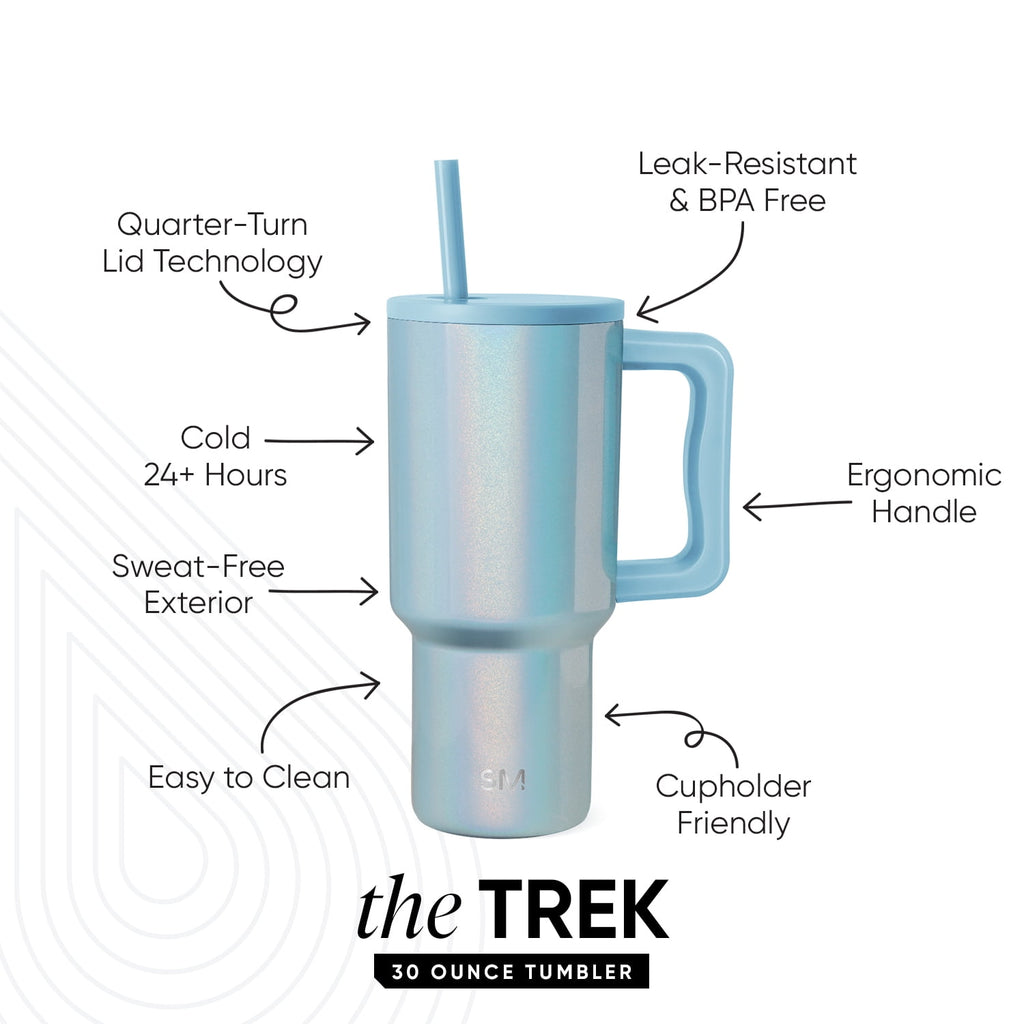 Simple Modern 30 fl oz Insulated Stainless Steel Trek Tumbler with Straw Lid | Seaglass Sage and Cream Checkmate M690W