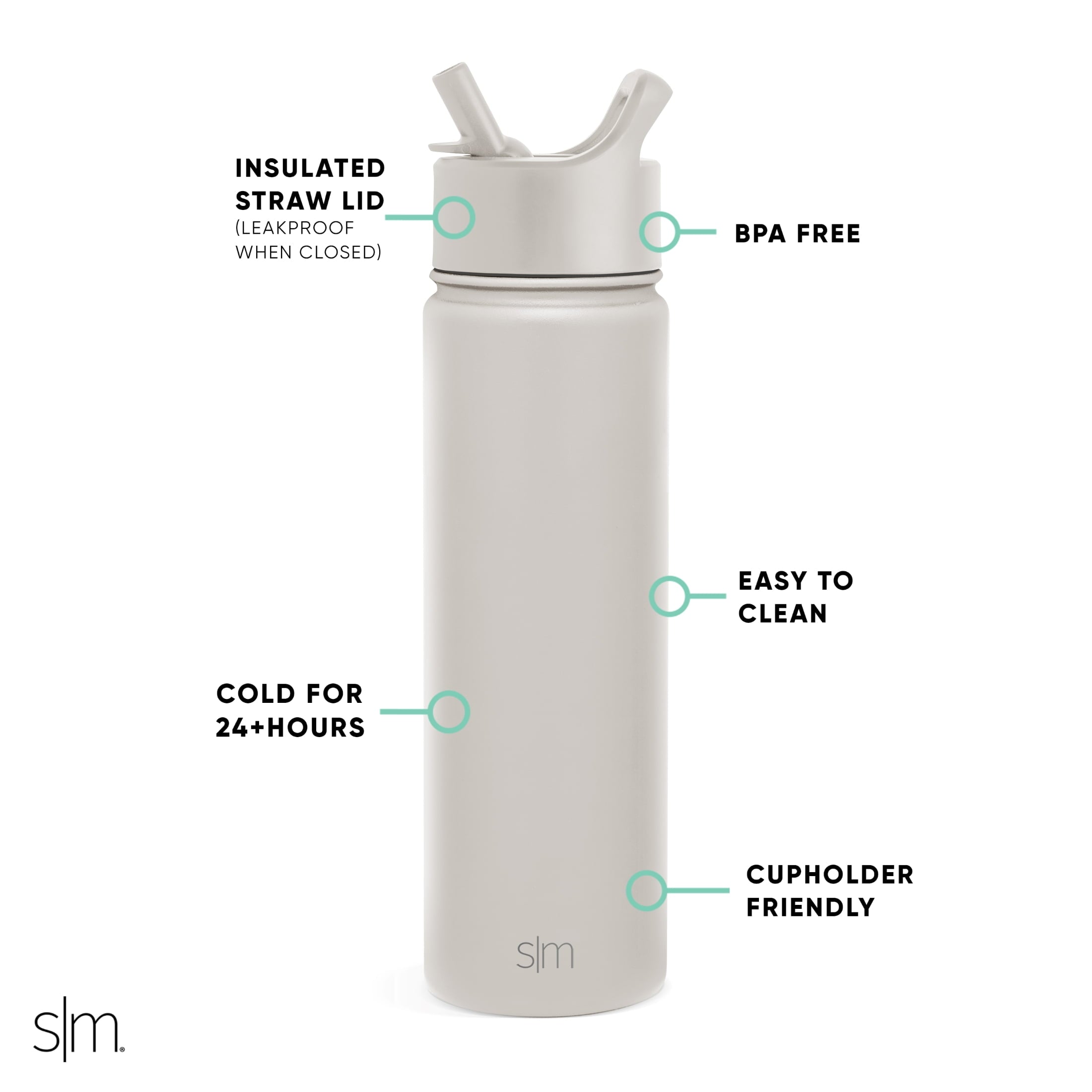 Simple Modern Summit Water Bottle Straw Lid Vacuum Insulated Stainless Steel Bottle | 22 fl oz M430M