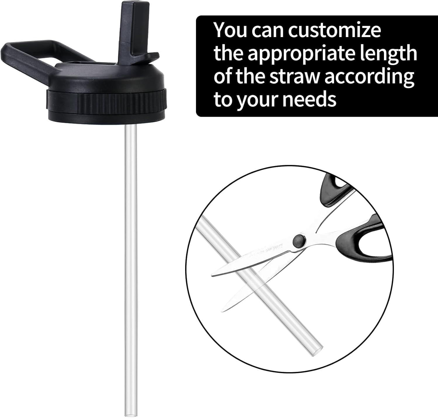 Straw Lid Compatible with Nalgene Water Bottles 32 OZ, BPA-Free Straws Lid with Handle for Nalgene Wide Mouth, Replacement Bottle Cap Accessories with 2 Straws and 1 Straw Brush M230D