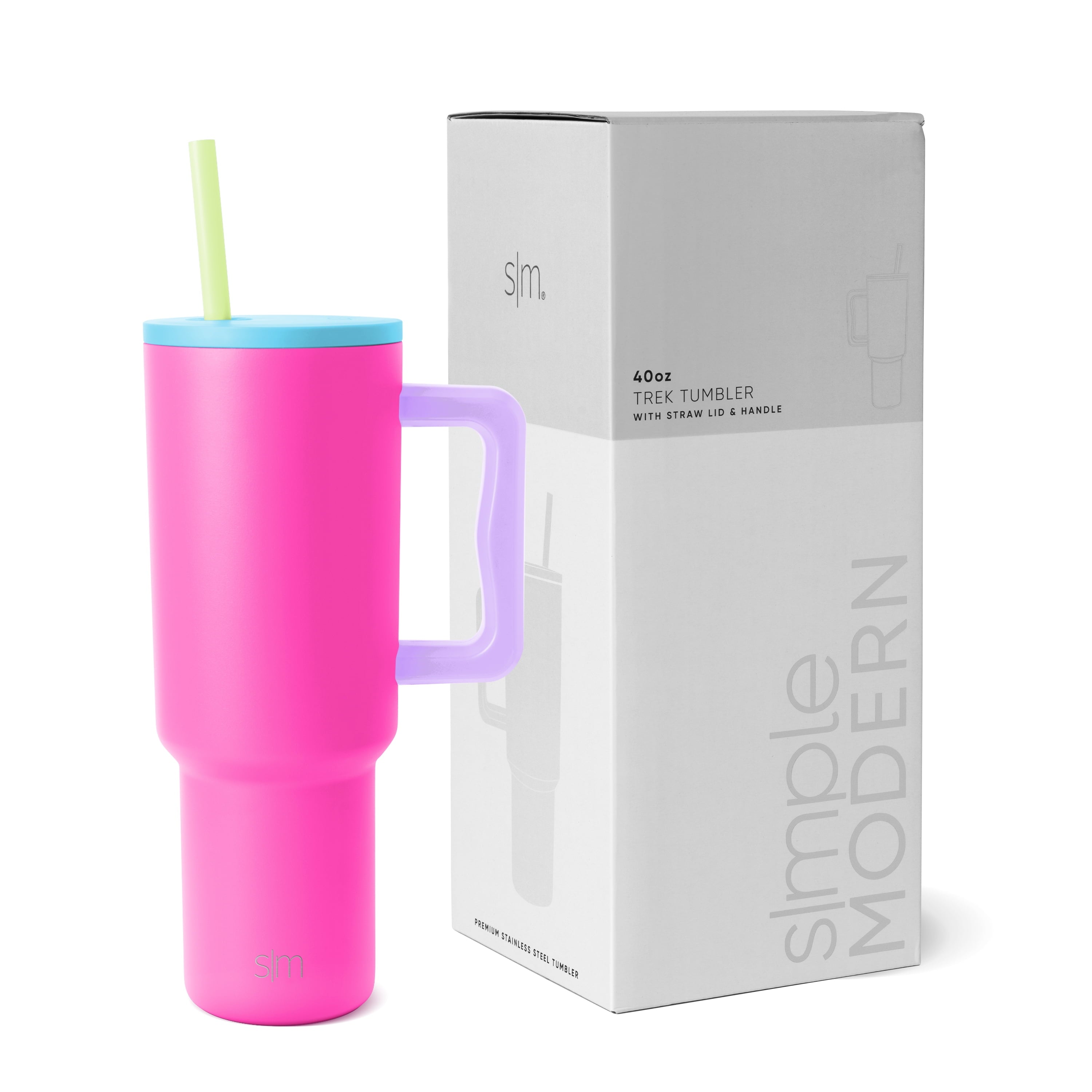 Simple Modern 40 fl oz Insulated Stainless Steel Trek Tumbler with Straw Lid | 80s Mix M403W