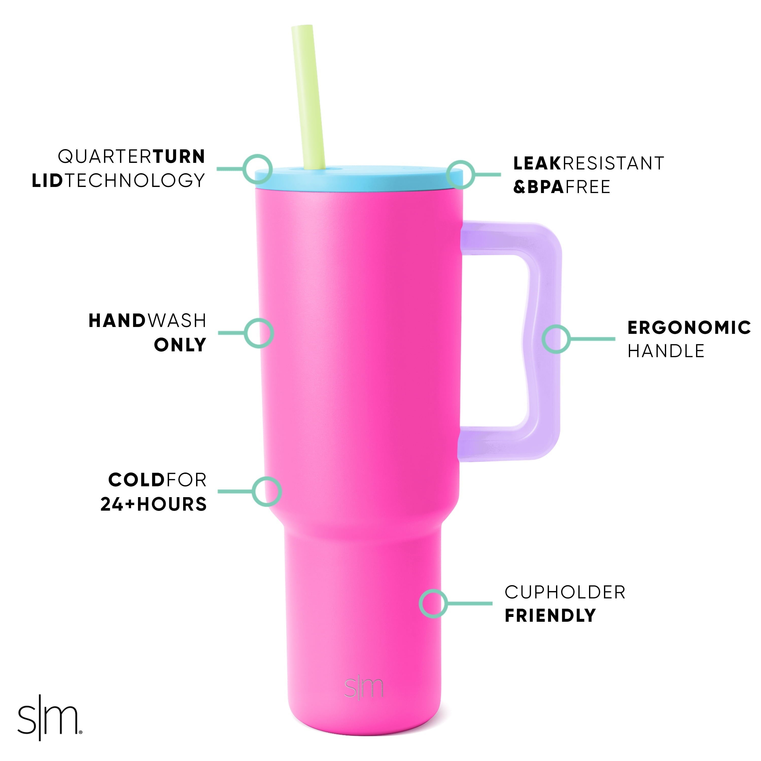 Simple Modern 40 fl oz Insulated Stainless Steel Trek Tumbler with Straw Lid | 80s Mix M403W