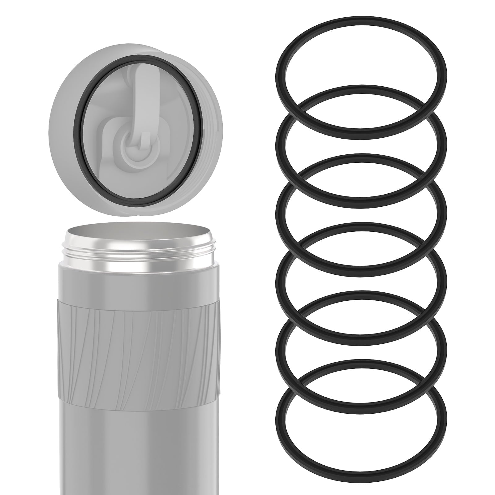 Linkidea 6 Pack Water Bottle Gasket Replacement Compatible with Contigo Byron Snapseal Travel Mug 16oz/20oz, Silicone O Ring Leak Proof Rubber Seal with Tweezer for Bottle Lid, Black M126Y