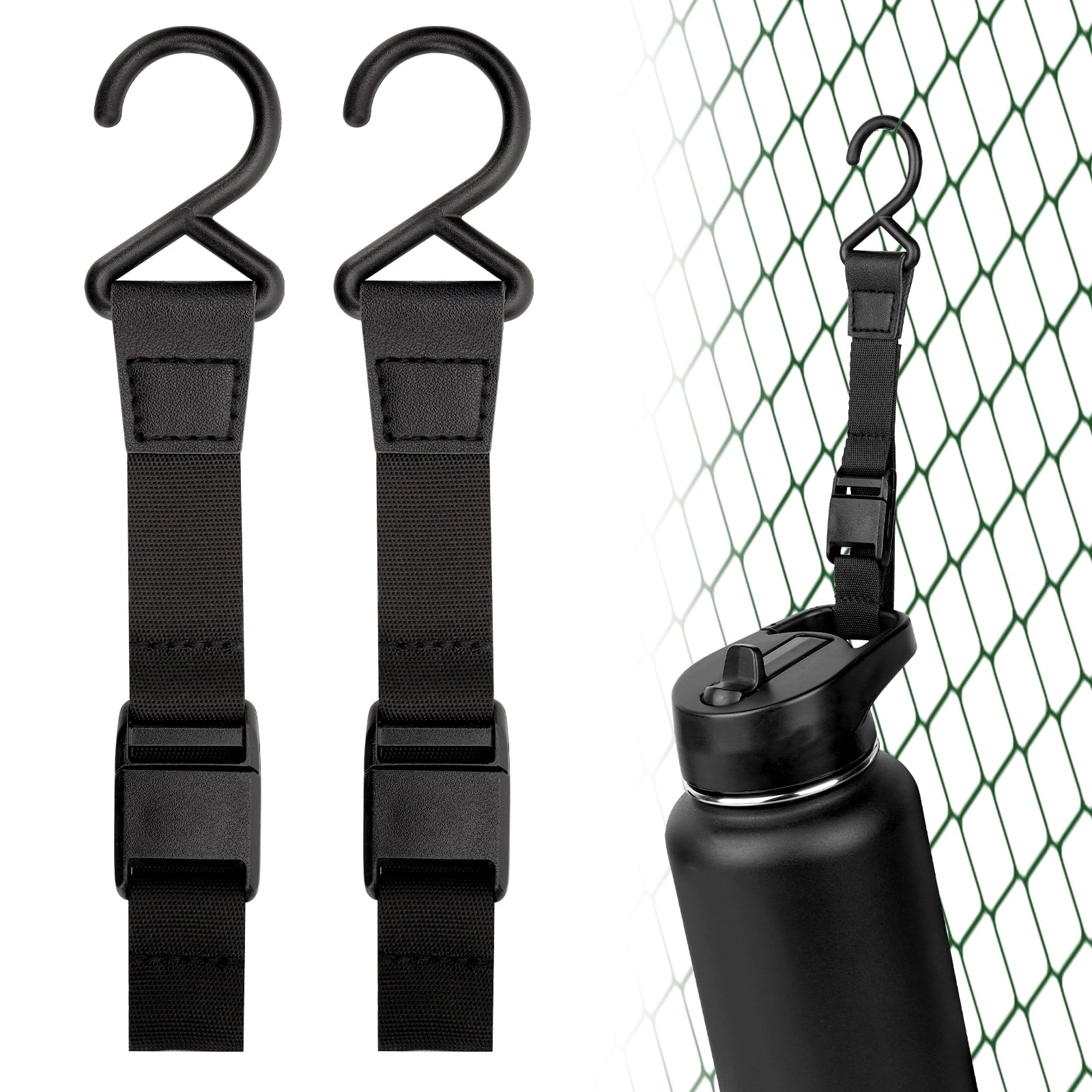 Linkidea 2 Pack Fence Hooks for Waterbottle, Compatible with Stanley, Nalgene, IRON FLASK with Handle Bottle &amp; Tumbler, S Shaped Hook Hanger Magnetic Buckle for Outdoor Sports Camping M231E