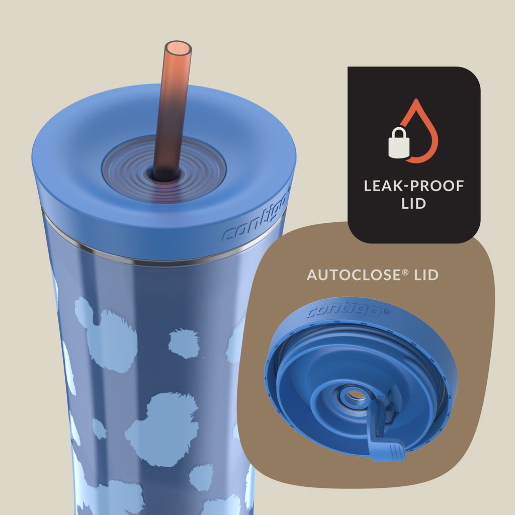 Contigo 20oz Shake &amp; Go Tumbler, Plastic with Straw, Stellar Jay Cowhide Couture M119C