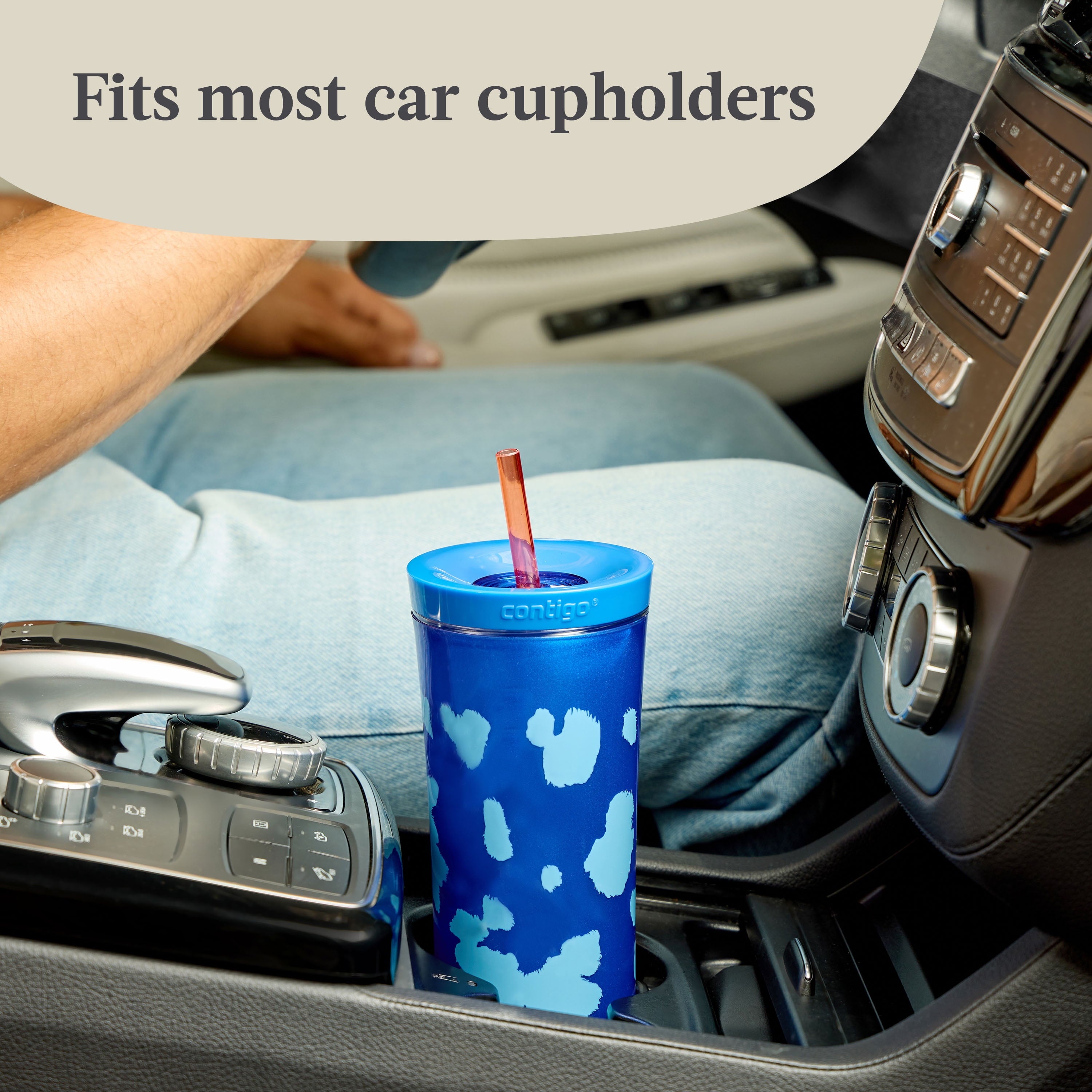 Contigo 20oz Shake &amp; Go Tumbler, Plastic with Straw, Stellar Jay Cowhide Couture M119C