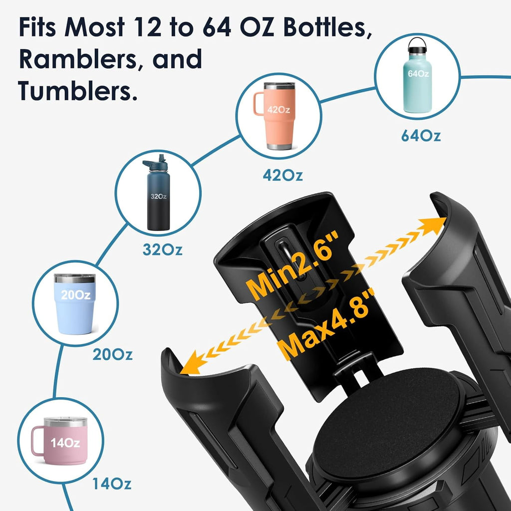 Cup Holder Expander: One-Button Open, Universal, Adjustable Holder(Diameter 2.6"- 4.8"), Cup Holder Expander for , , Nalgene, Takeya, Camelbak, Ramblers, , Tumblers, Mugs M220B