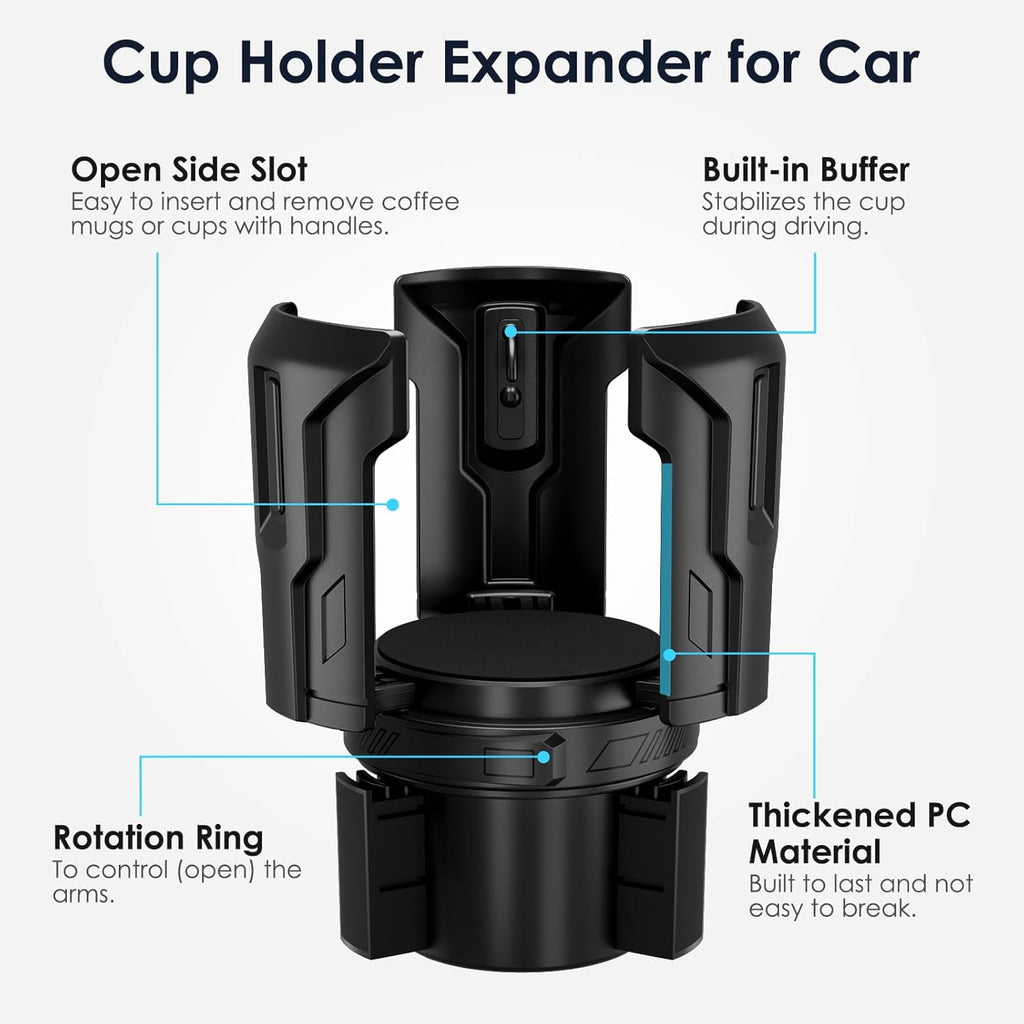 Cup Holder Expander: One-Button Open, Universal, Adjustable Holder(Diameter 2.6"- 4.8"), Cup Holder Expander for , , Nalgene, Takeya, Camelbak, Ramblers, , Tumblers, Mugs M220B
