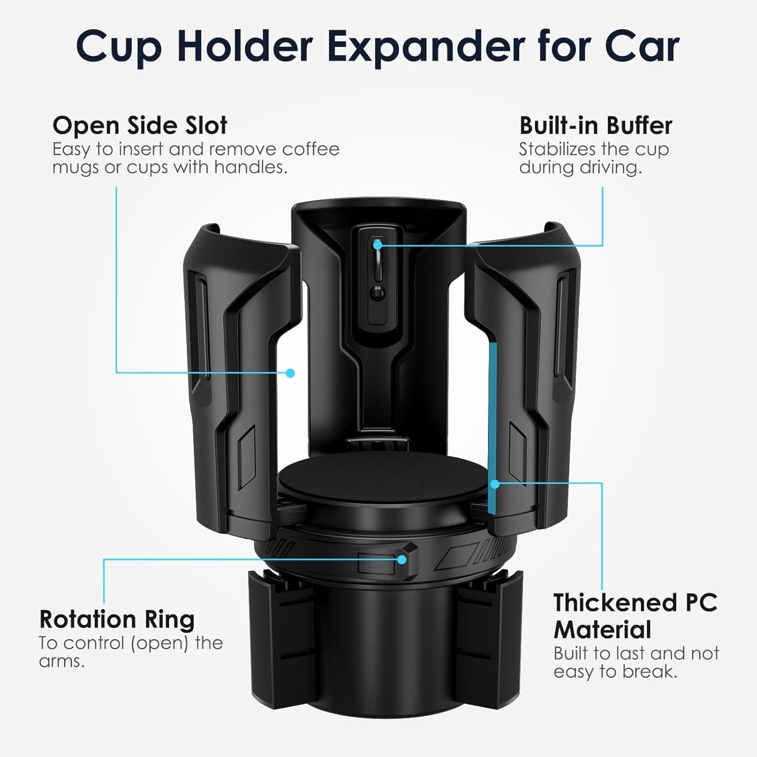 Cup Holder Expander: One-Button Open, Universal, Adjustable Holder(Diameter 2.6"- 4.8"), Cup Holder Expander for , , Nalgene, Takeya, Camelbak, Ramblers, , Tumblers, Mugs M220B