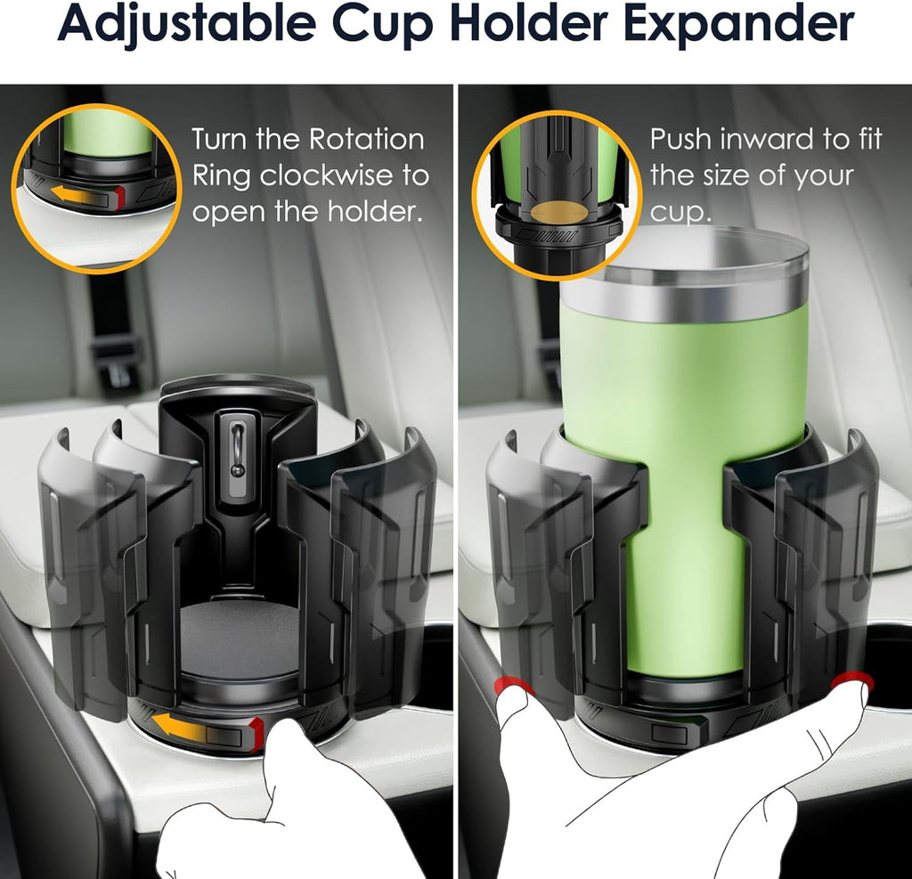 Cup Holder Expander: One-Button Open, Universal, Adjustable Holder(Diameter 2.6"- 4.8"), Cup Holder Expander for , , Nalgene, Takeya, Camelbak, Ramblers, , Tumblers, Mugs M220B