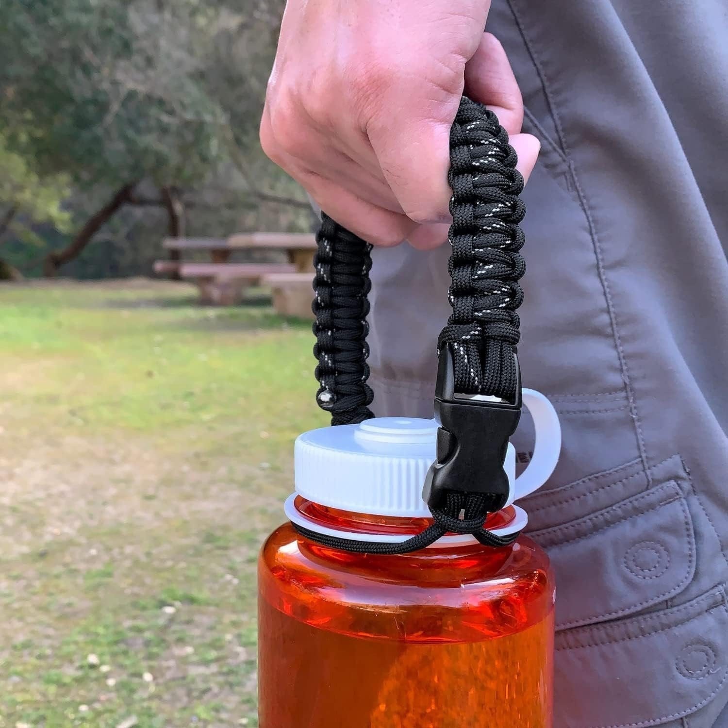 Hydrocord Handle for Nalgene Water Bottles, Fits Wide Mouth Water Bottles, Durable Carrier, Secure Accessories, Compatible with 32oz, 36oz, 48oz Water Bottle (Black) M206D