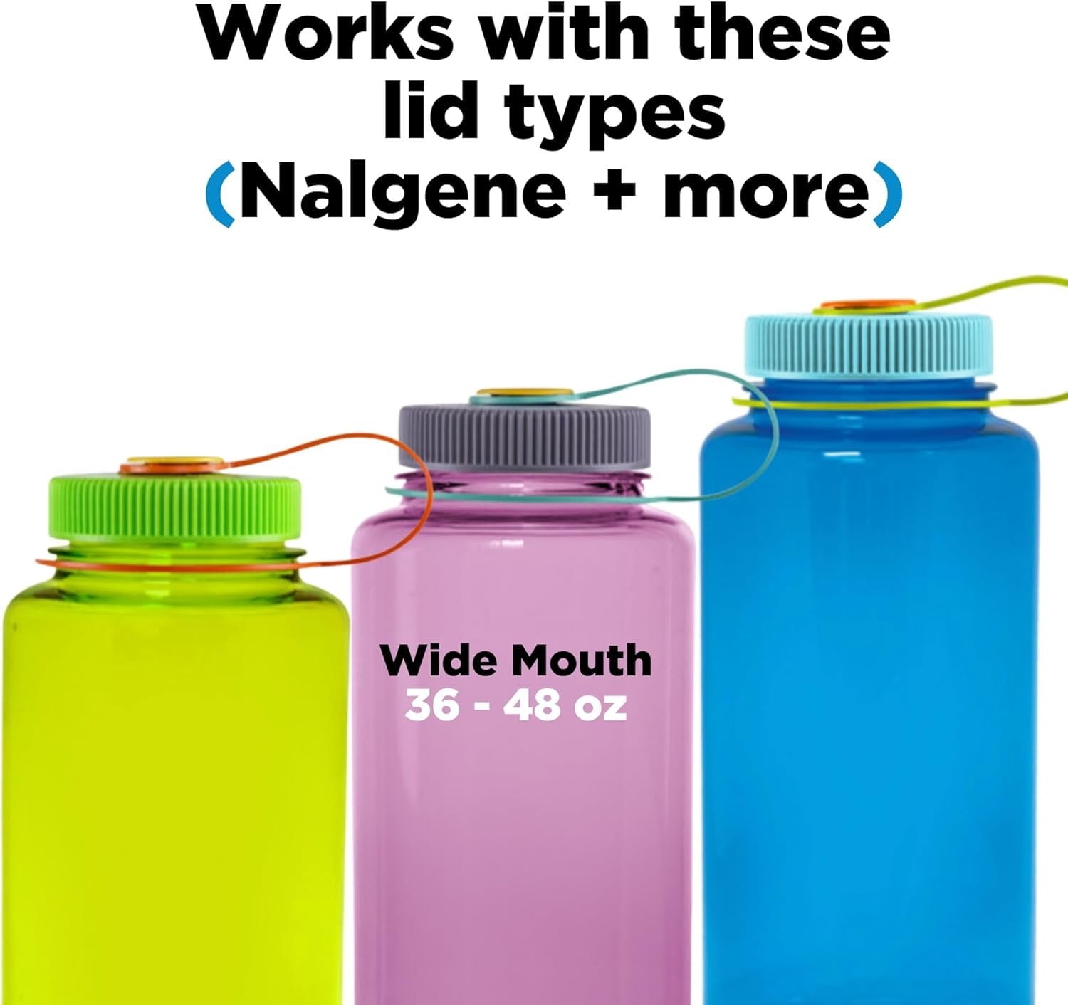 Hydrocord Handle for Nalgene Water Bottles, Fits Wide Mouth Water Bottles, Durable Carrier, Secure Accessories, Compatible with 32oz, 36oz, 48oz Water Bottle (Black) M206D