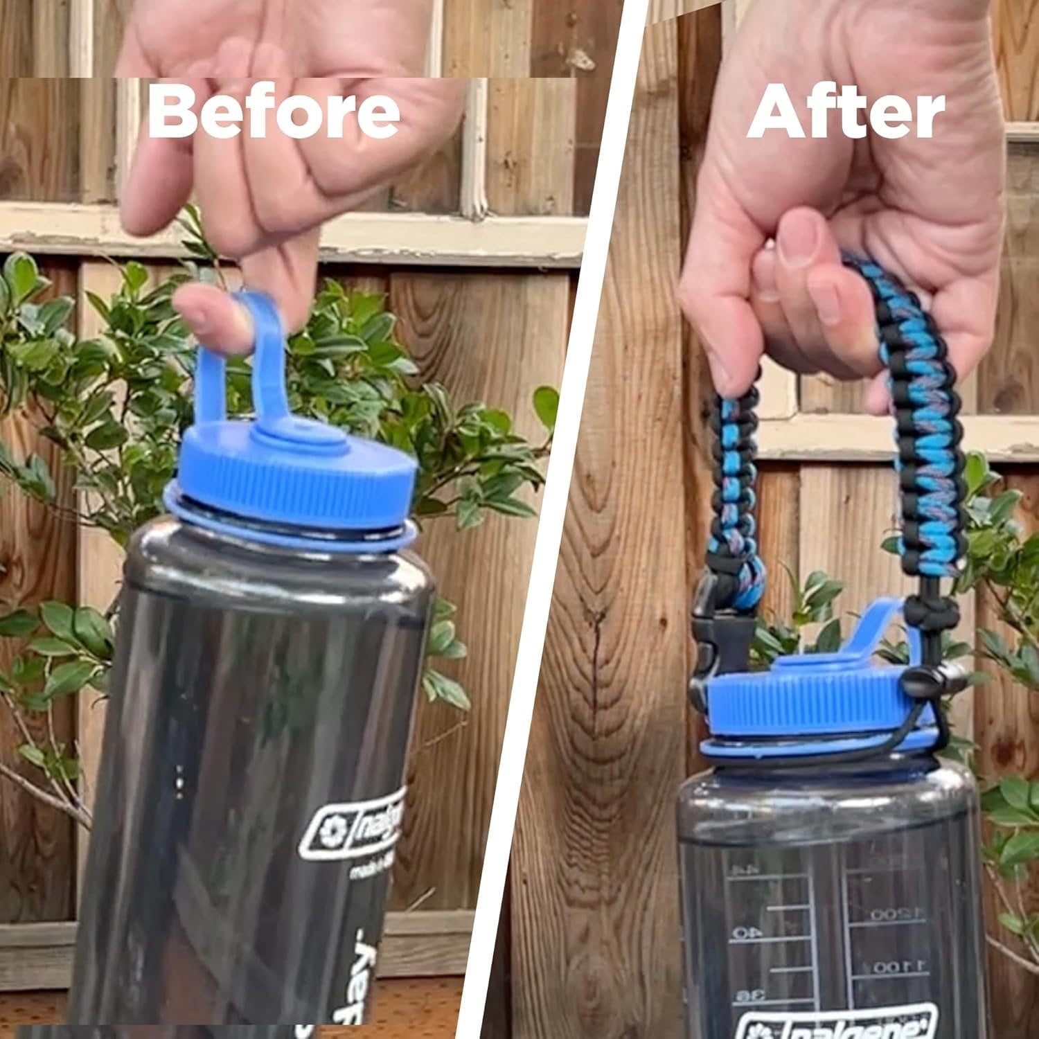 Hydrocord Handle for Nalgene Water Bottles, Fits Wide Mouth Water Bottles, Durable Carrier, Secure Accessories, Compatible with 32oz, 36oz, 48oz Water Bottle (Black) M206D