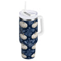30 oz Insulated Stainless Steel Tumbler Double Wall Stainless Steel Tumbler with 2-Way Drinking Watercolor White Pumpkins M446B