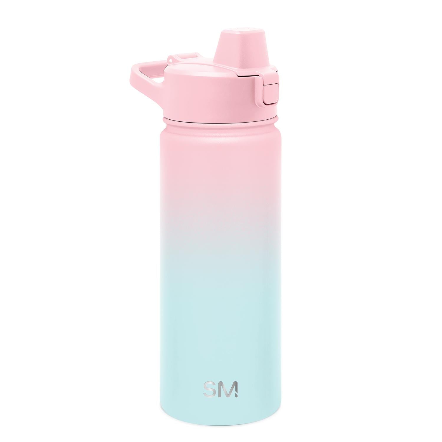 Simple Modern 18 fl oz Insulated Stainless Steel Summit Water Bottle with Covered Silicone Straw Lid | Sweet Taffy M395V