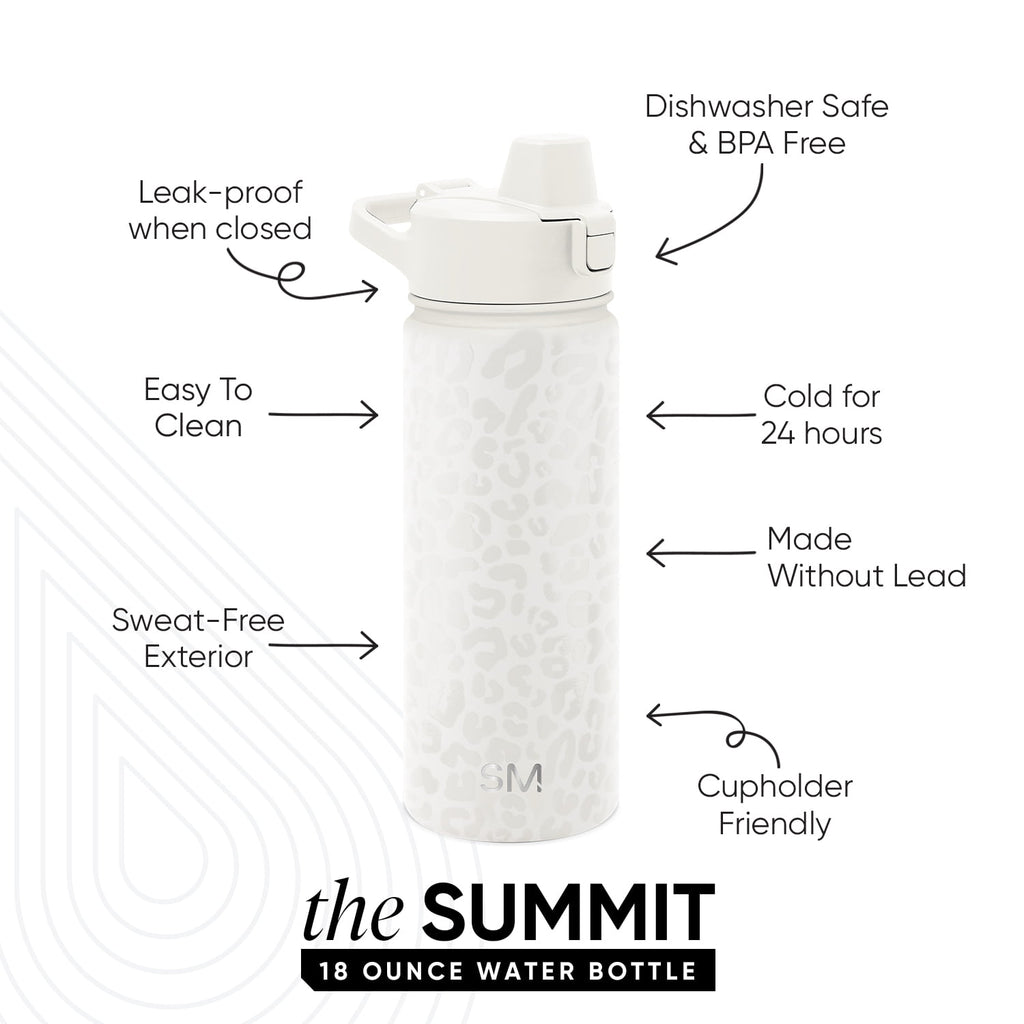 Simple Modern 18 fl oz Insulated Stainless Steel Summit Water Bottle with Covered Silicone Straw Lid | Sweet Taffy M395V