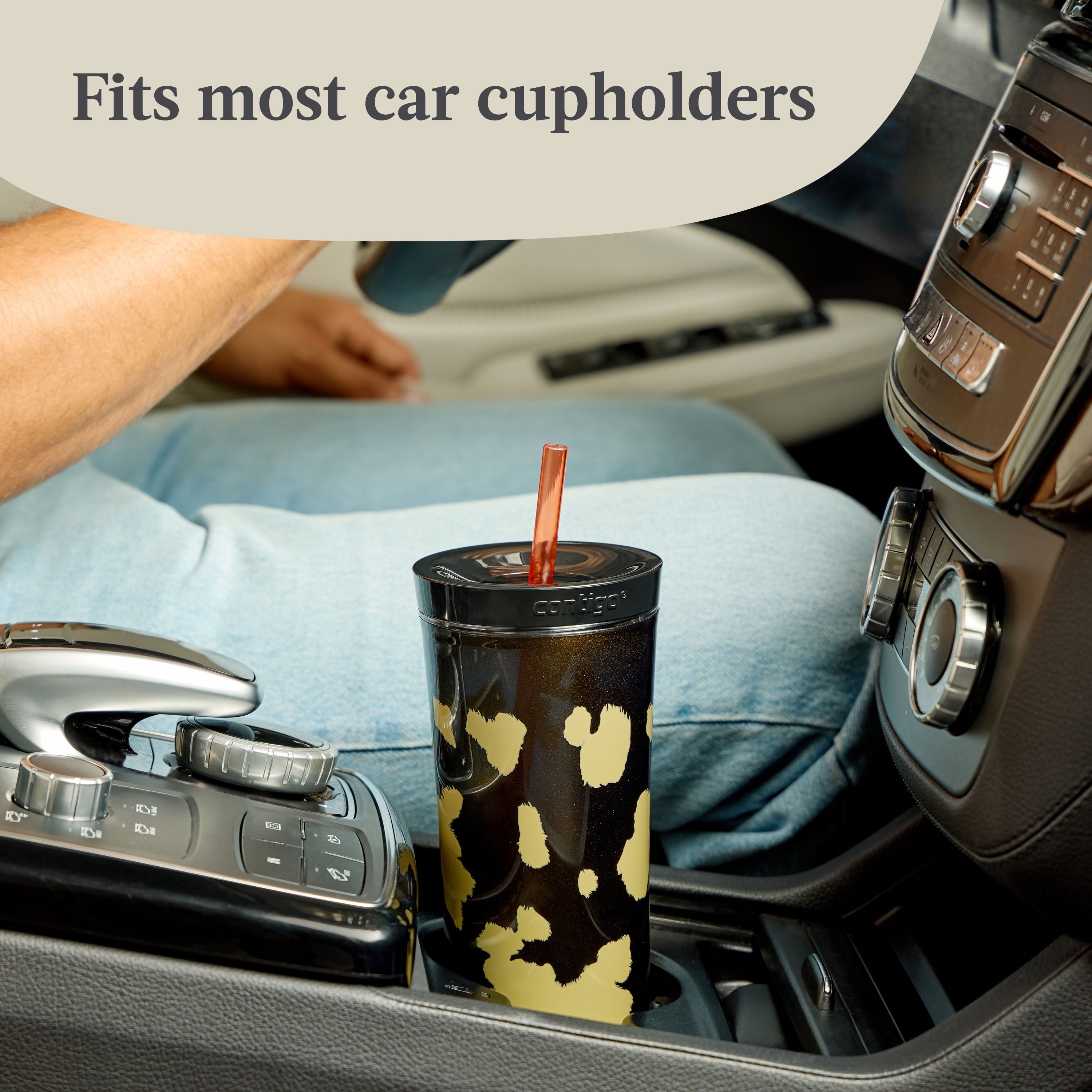 Contigo 20oz Shake &amp; Go Tumbler, Plastic with Straw, Licorice Cowhide Couture M93J