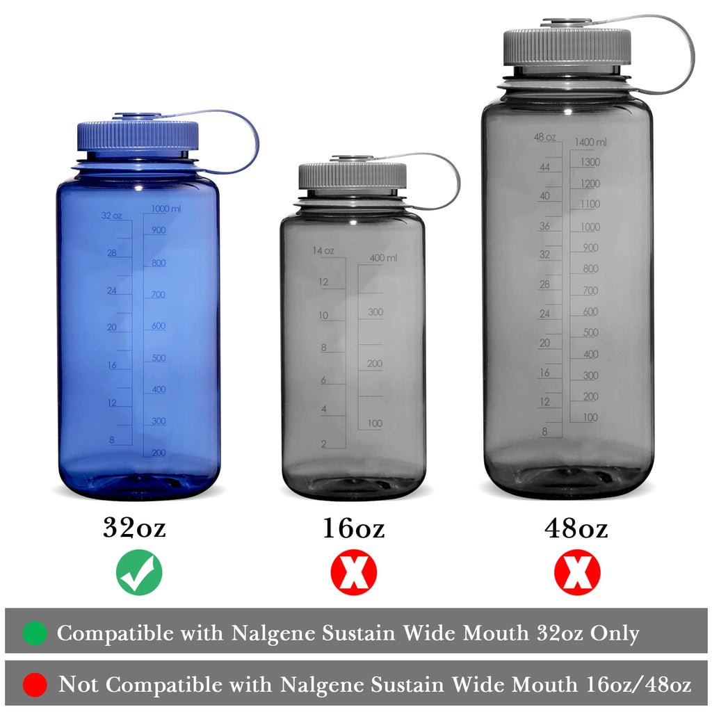 Linkidea 4 Pack Water Bottle Silicone Splashguard Compatible with Nalgene Sustain Wide Mouth 32oz, Anti-Spill Splash Guard for Wide-Necked Bottles with 53mm Opening, Waterbottle Easy Sipper M208P