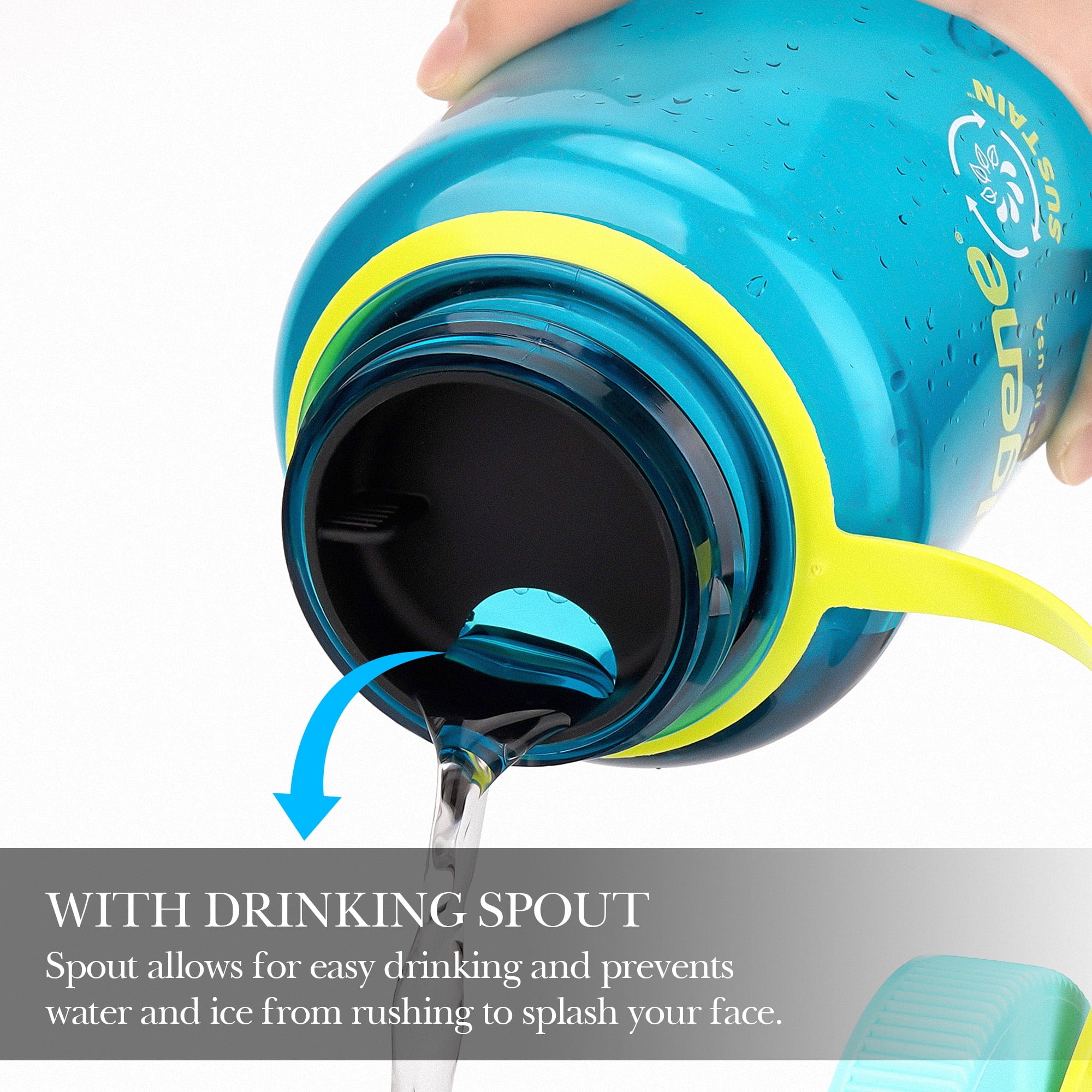 Linkidea 4 Pack Water Bottle Silicone Splashguard Compatible with Nalgene Sustain Wide Mouth 32oz, Anti-Spill Splash Guard for Wide-Necked Bottles with 53mm Opening, Waterbottle Easy Sipper M208P